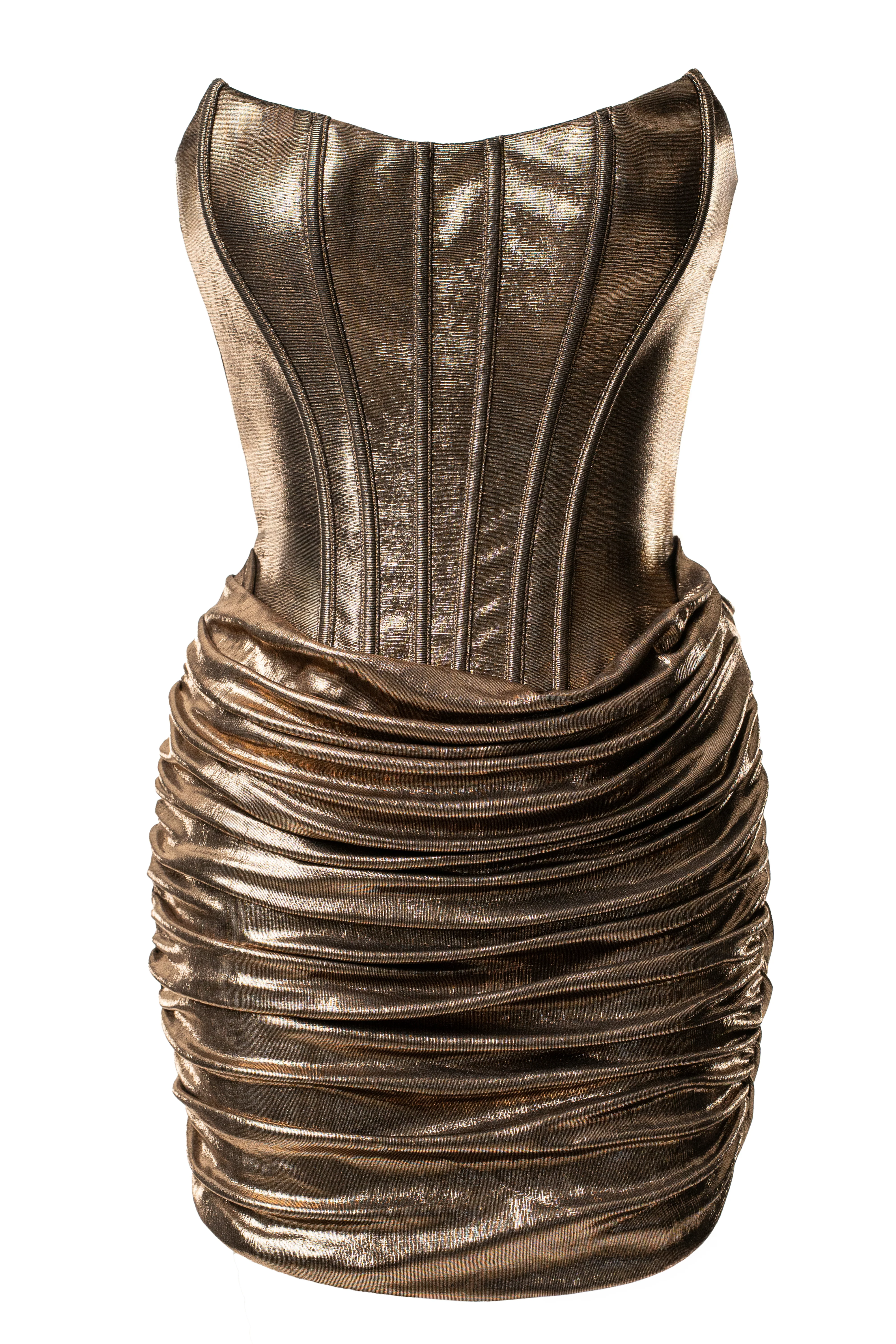 Bronze Corset Mini Dress - Image 3