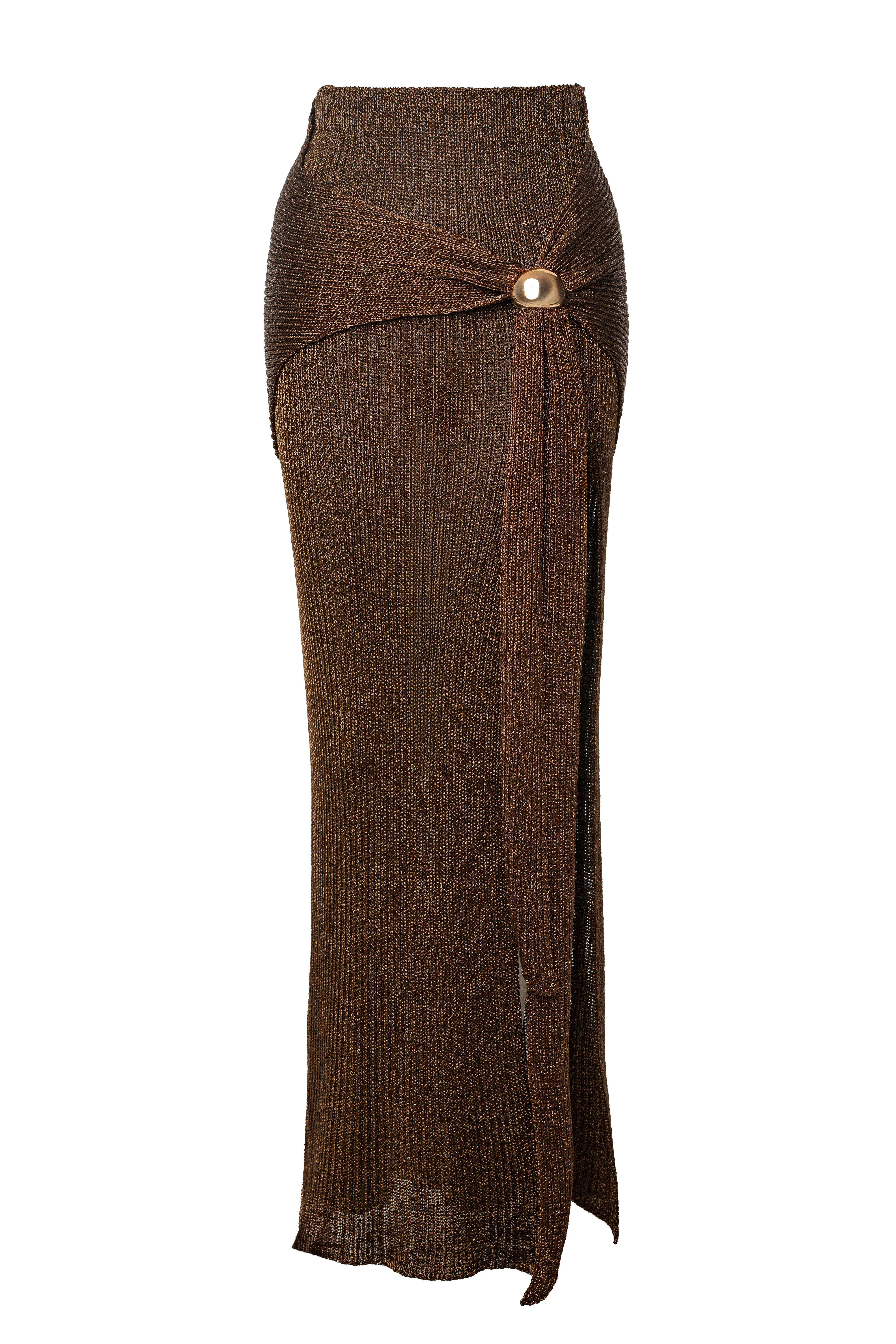 Bronze Hazel Metallic Wrap Skirt - Image 4