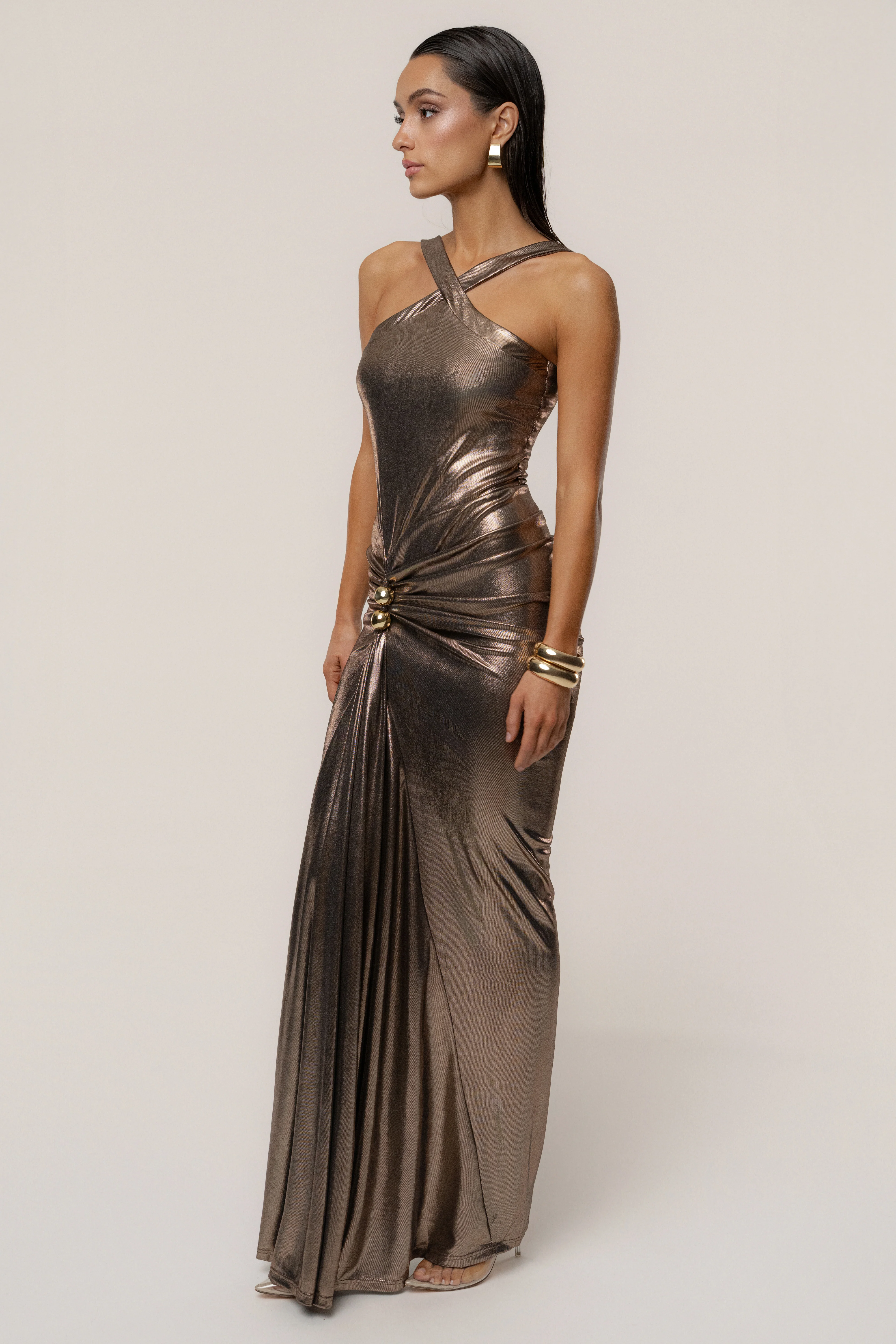Bronze Izabel Draped Maxi Gown - Image 5
