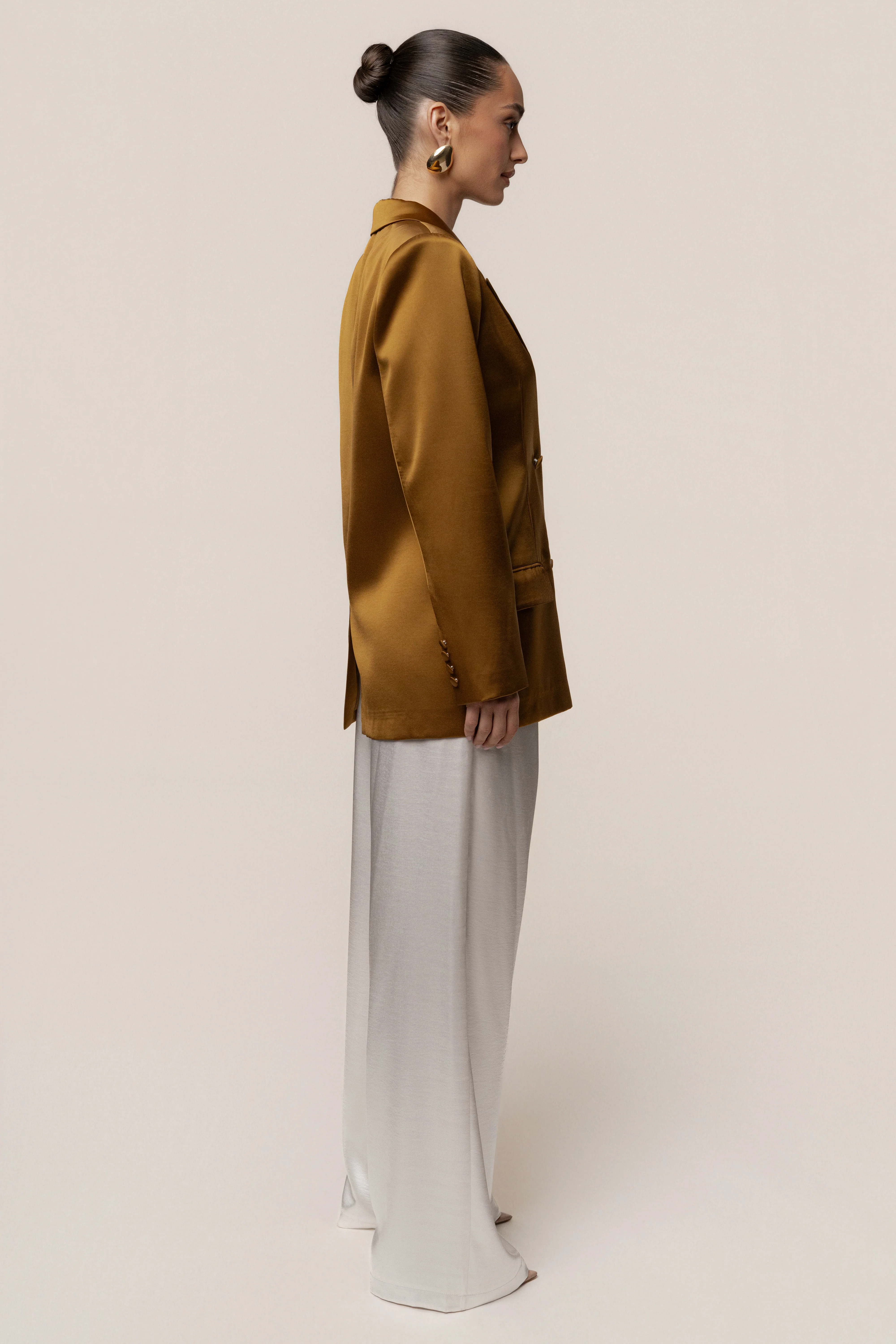 Bronze Lara Oversize Satin Blazer - Image 10