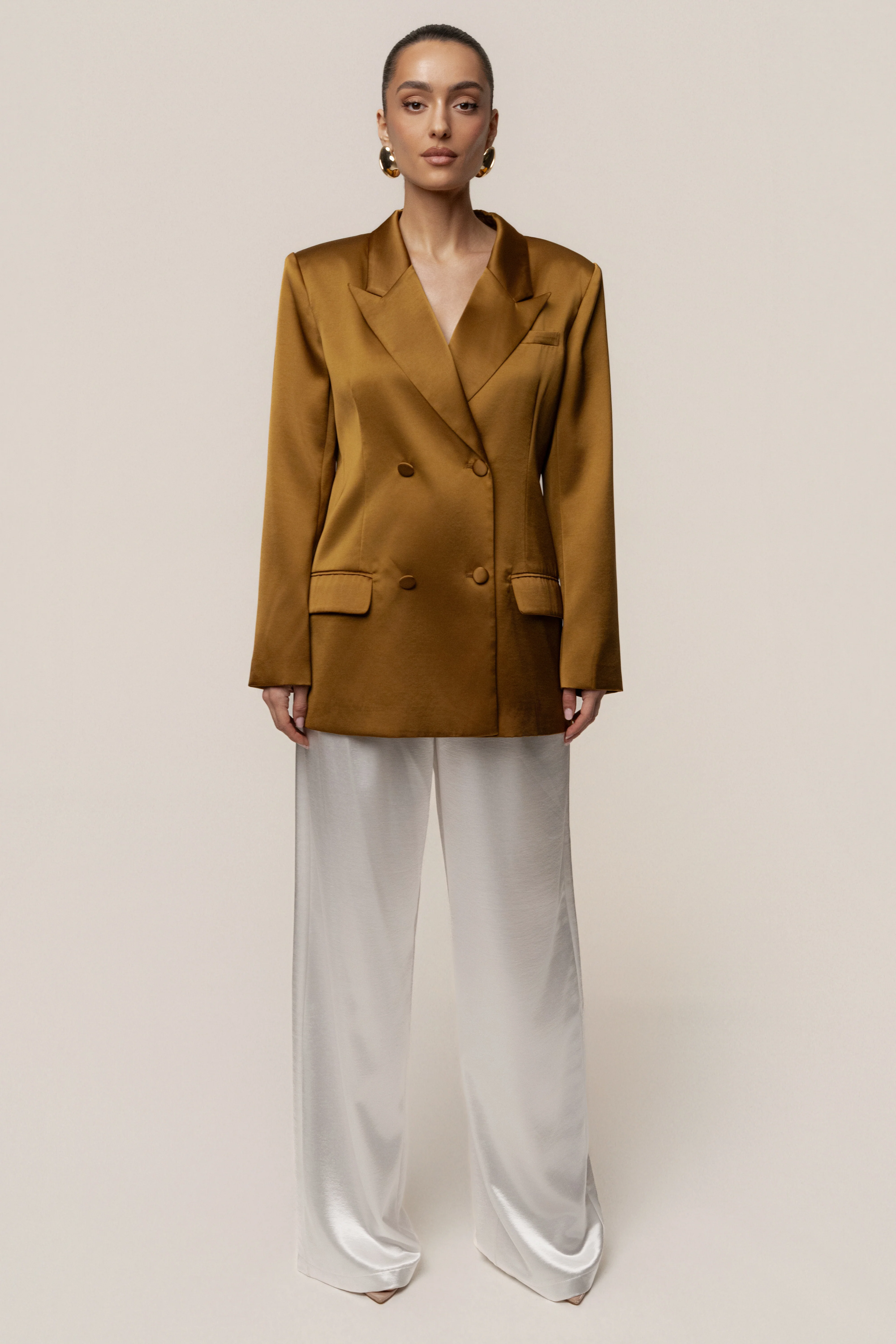 Bronze Lara Oversize Satin Blazer - Image 2