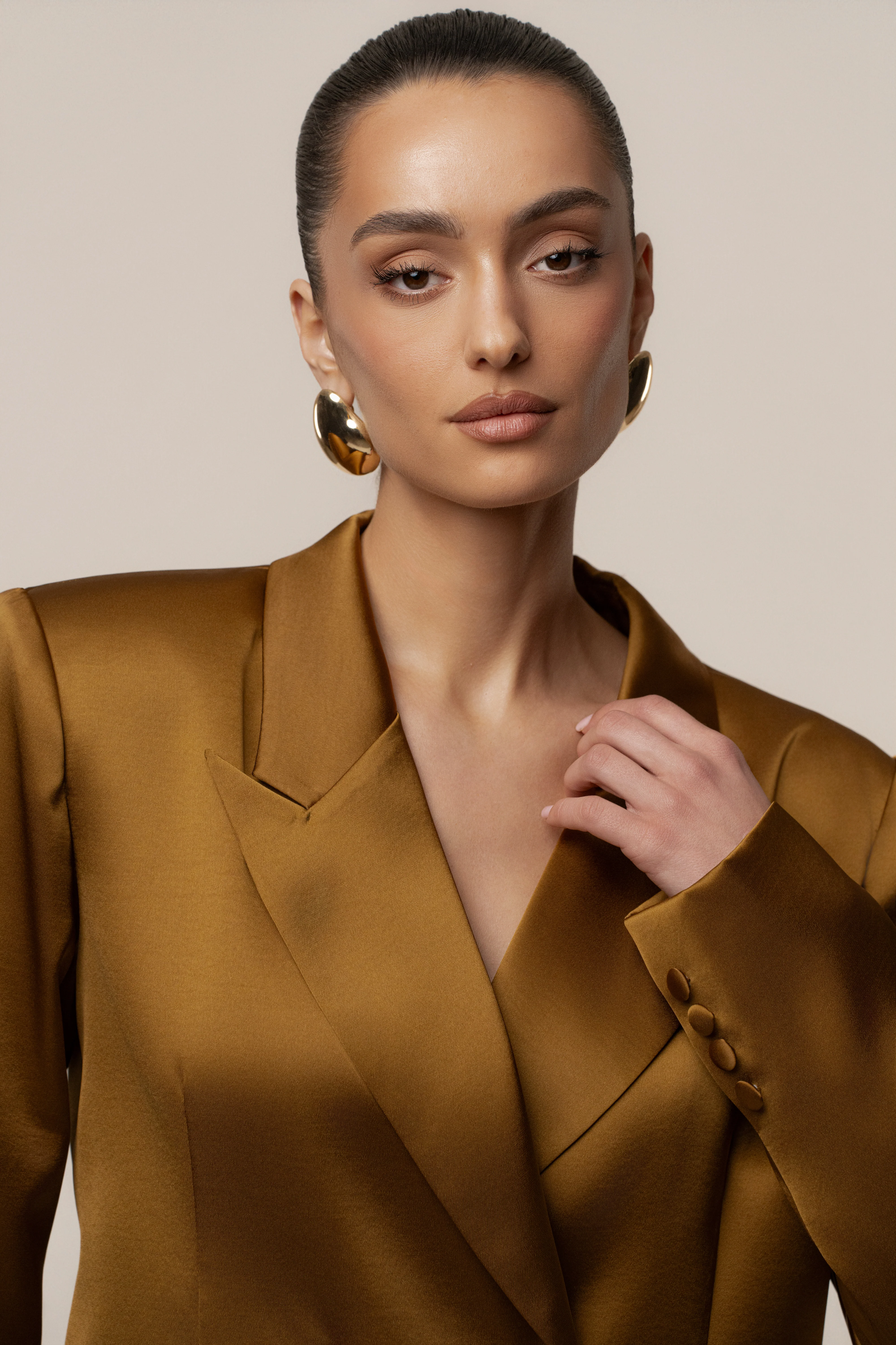 Bronze Lara Oversize Satin Blazer - Image 5