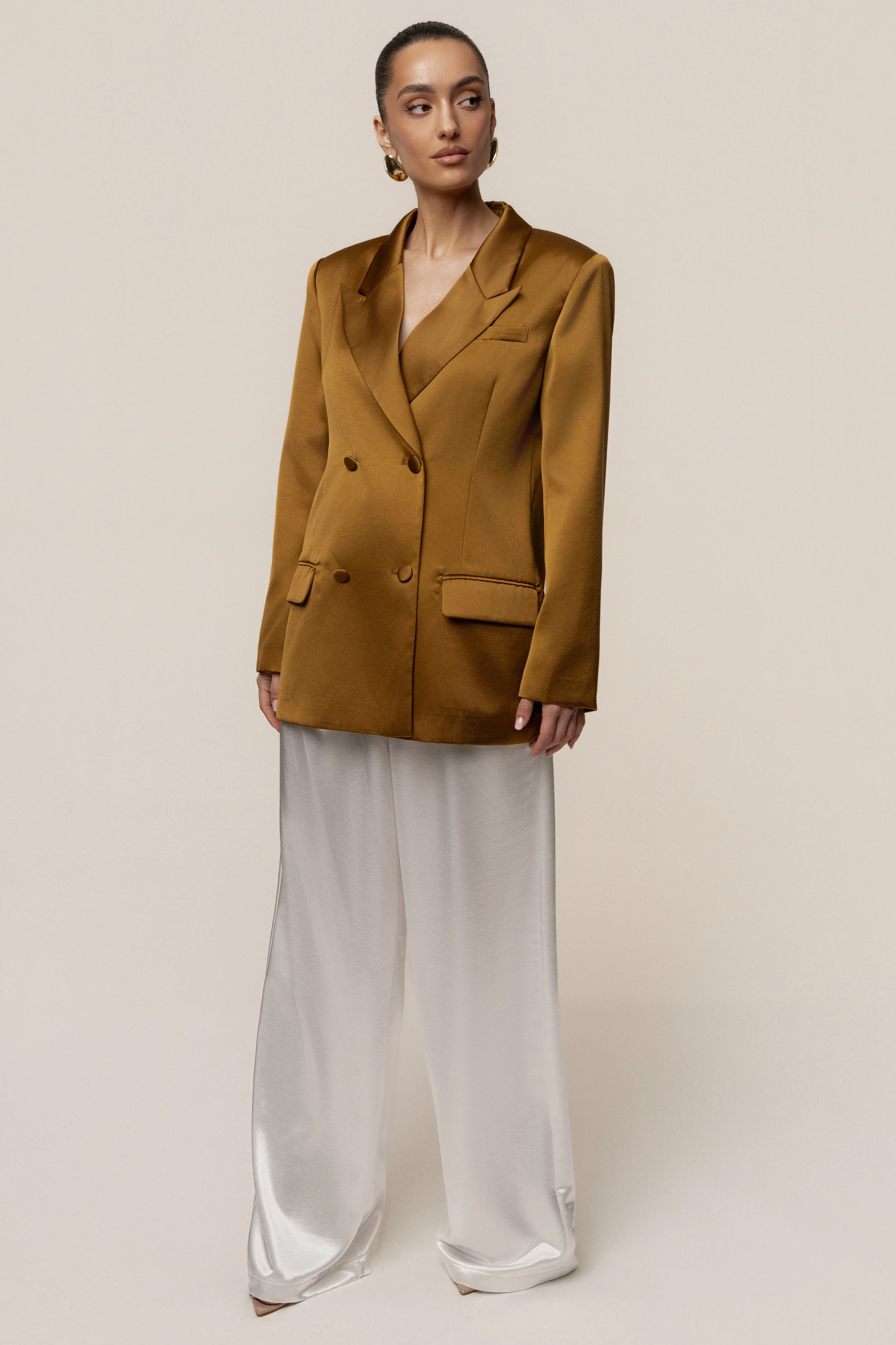 Bronze Lara Oversize Satin Blazer - Image 8