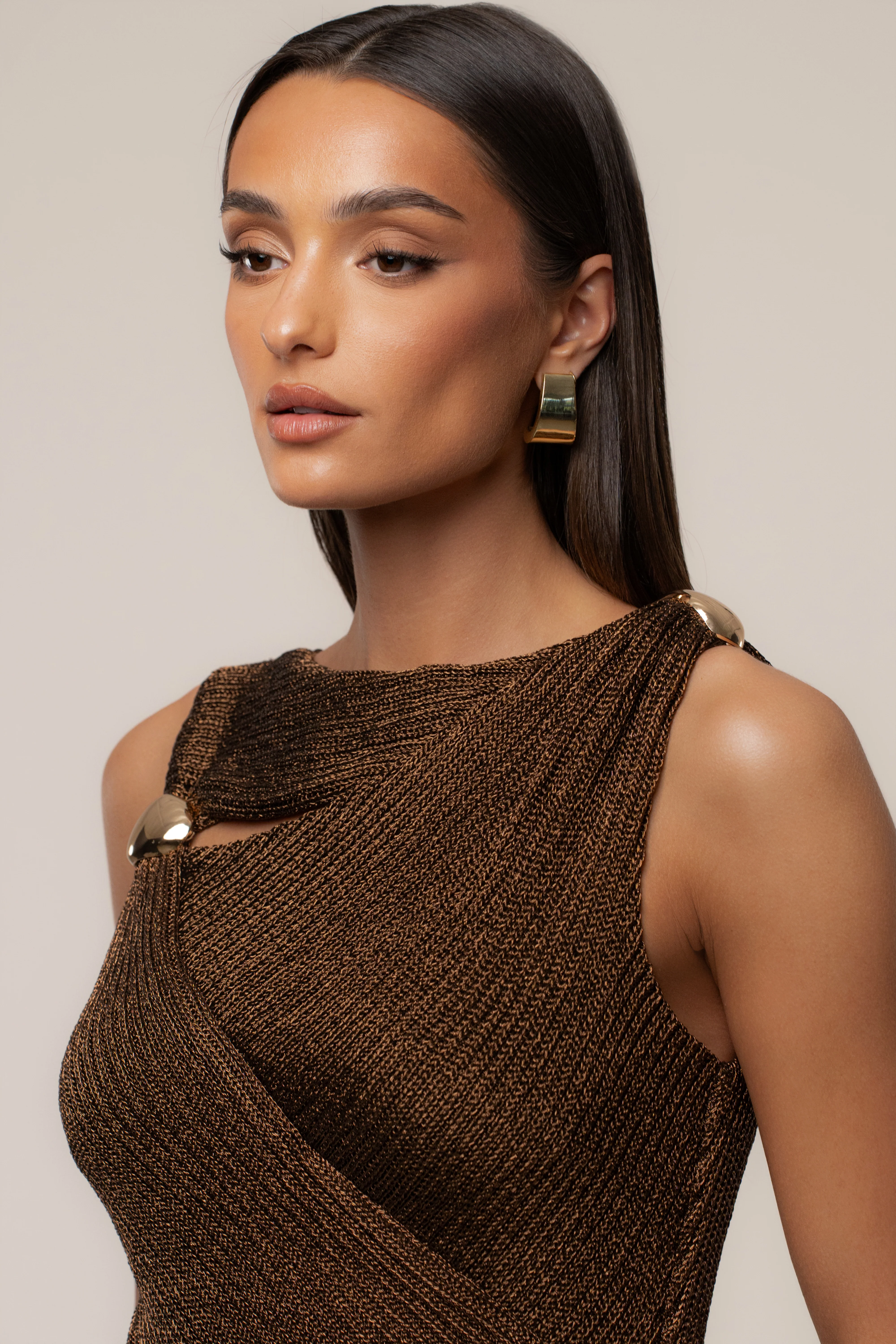 Bronze Luminous Metallic Bodysuit - Image 7
