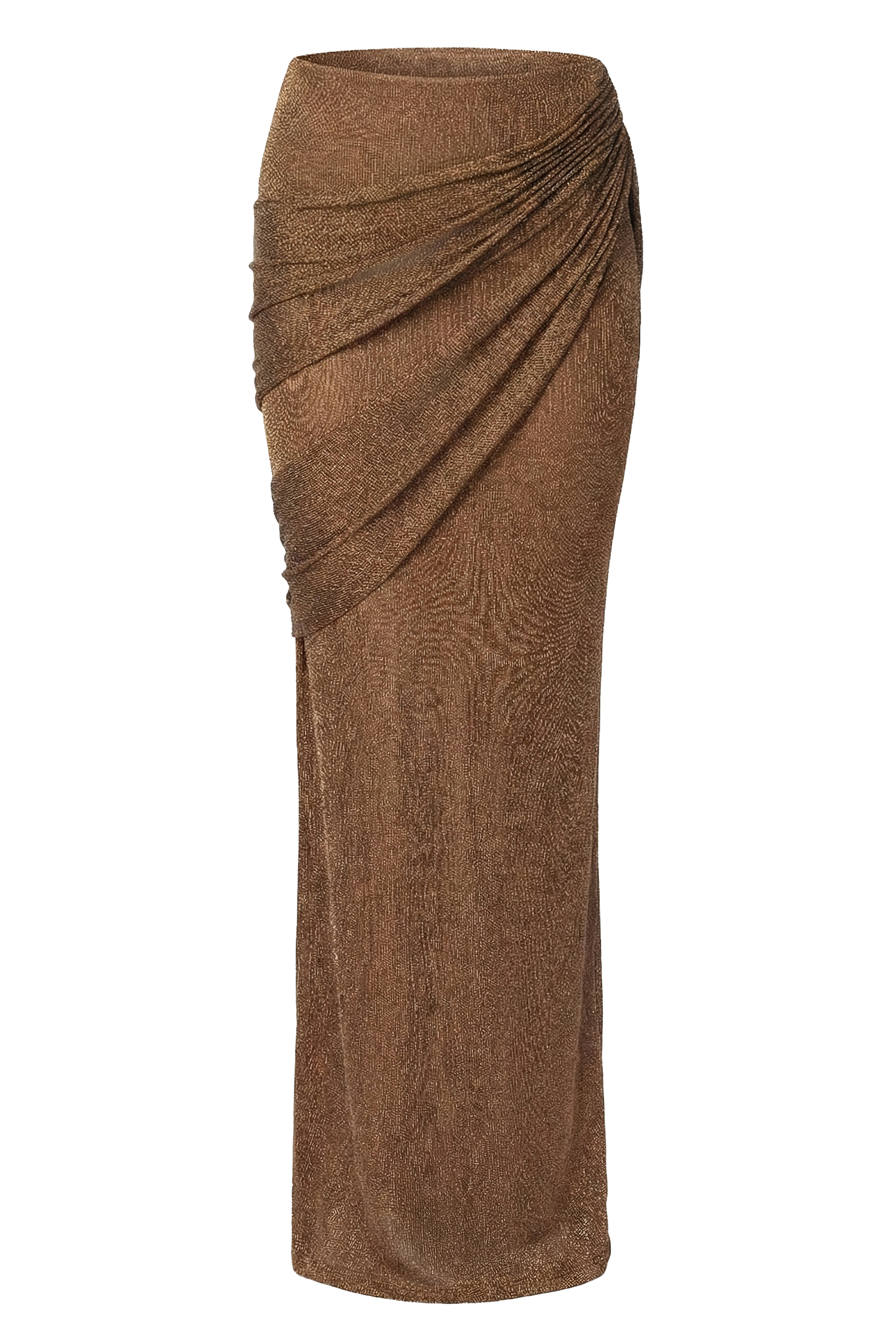 Bronze Opulent Metallic Maxi Skirt - Image 3