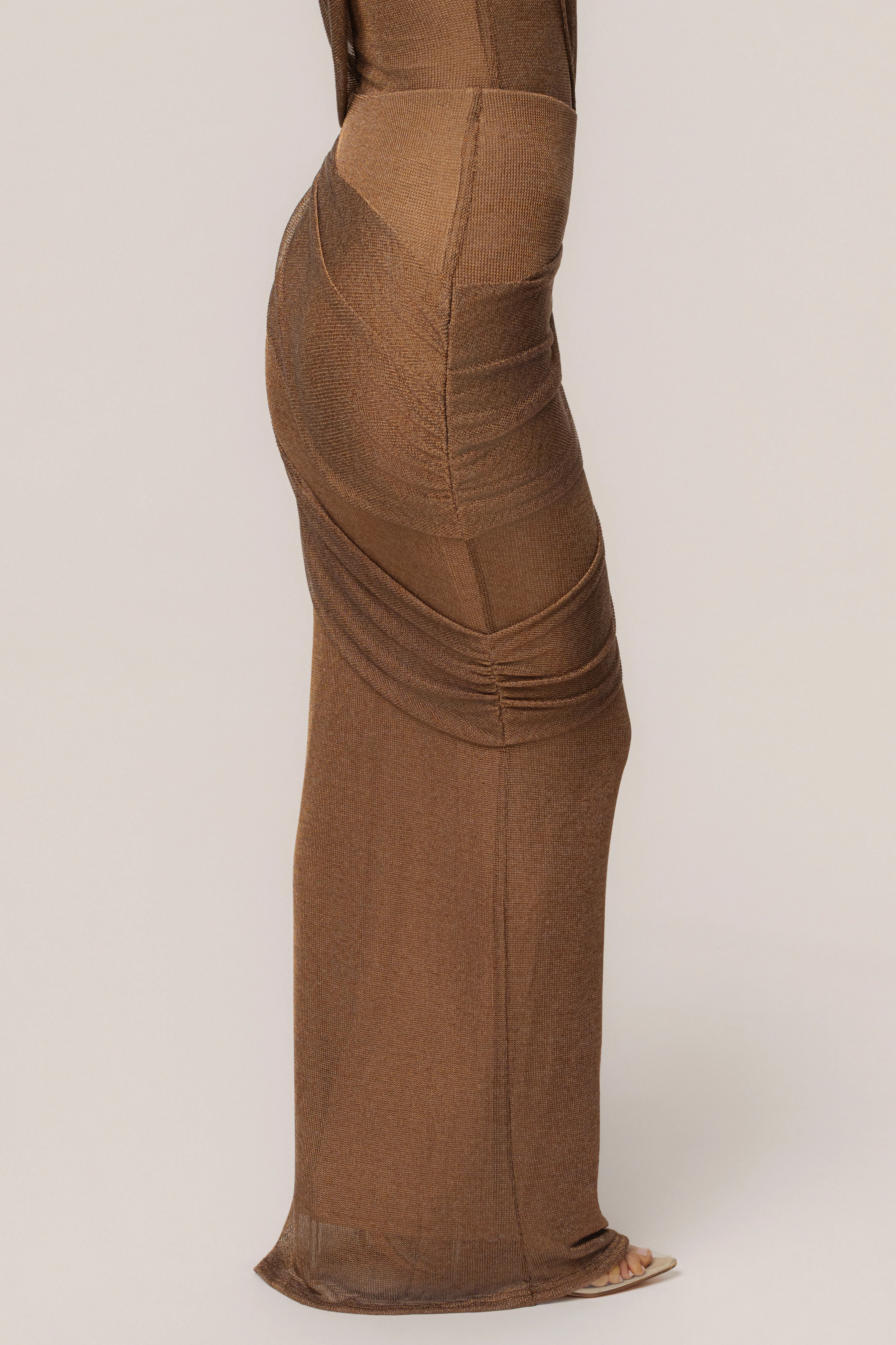 Bronze Opulent Metallic Maxi Skirt - Image 8
