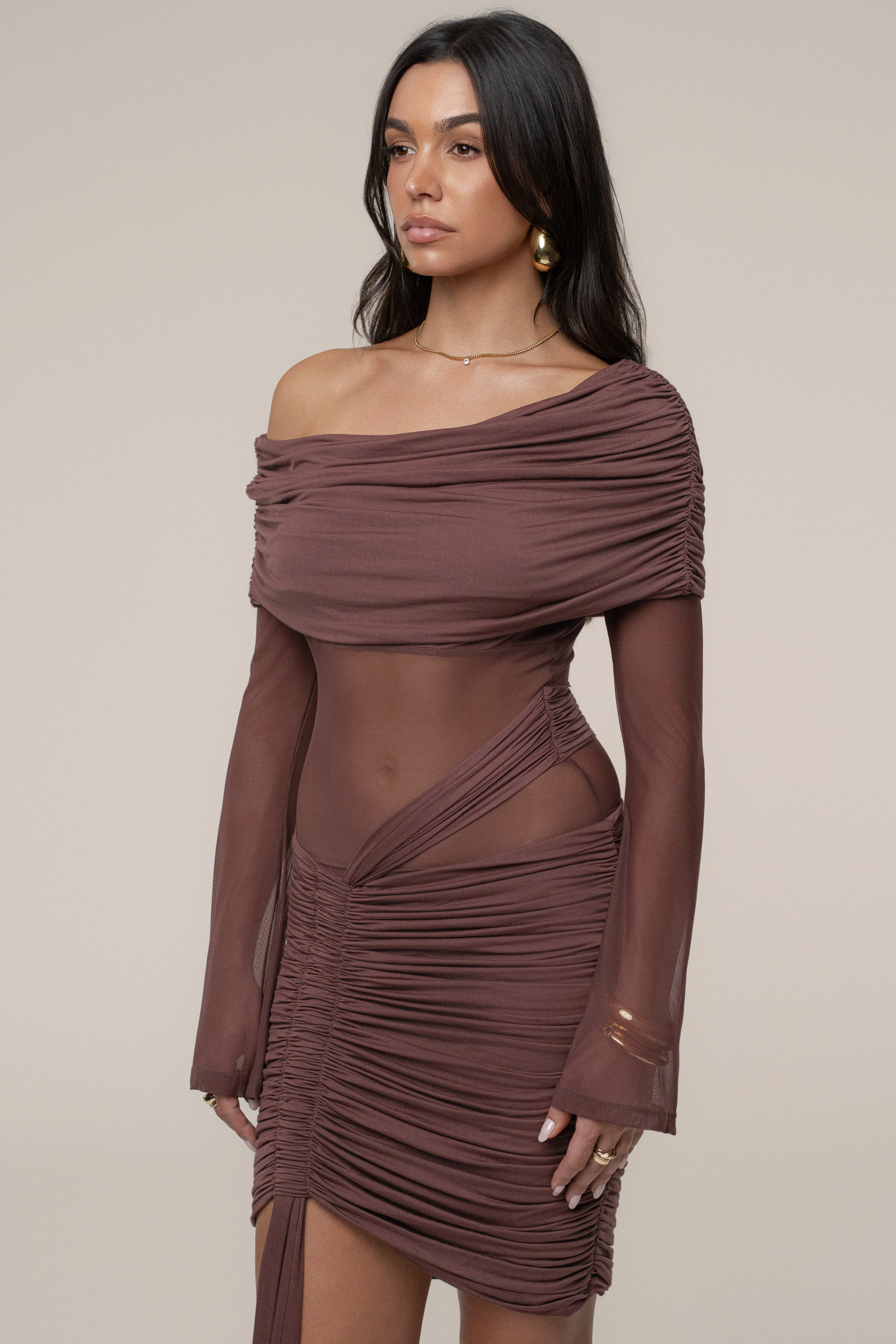 Brown After Hours Drape Dress - Image 7