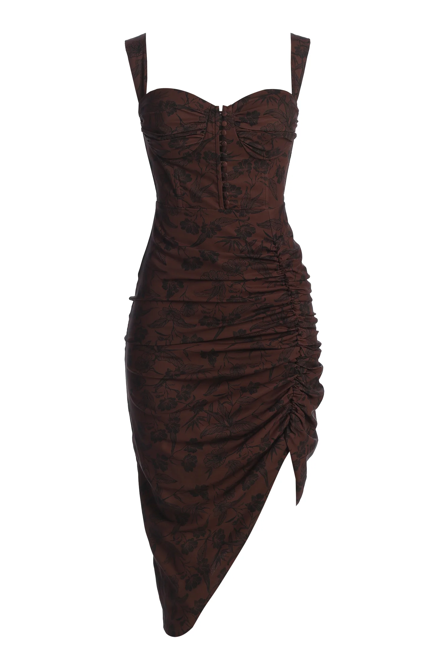 Brown/Black Florine Print Midi Dress - Image 2