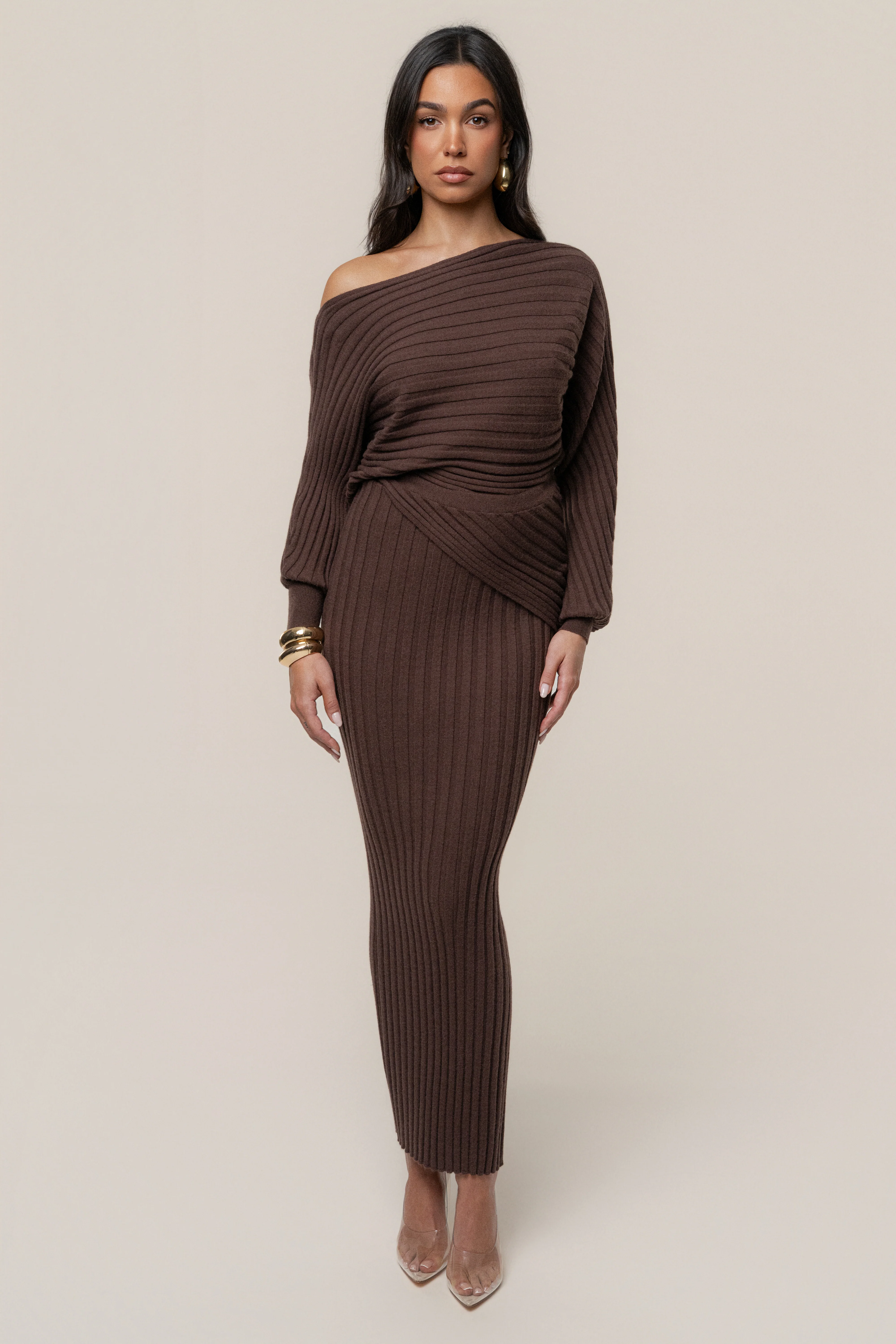 Brown Clarity Ribbed Skirt Set - Image 4