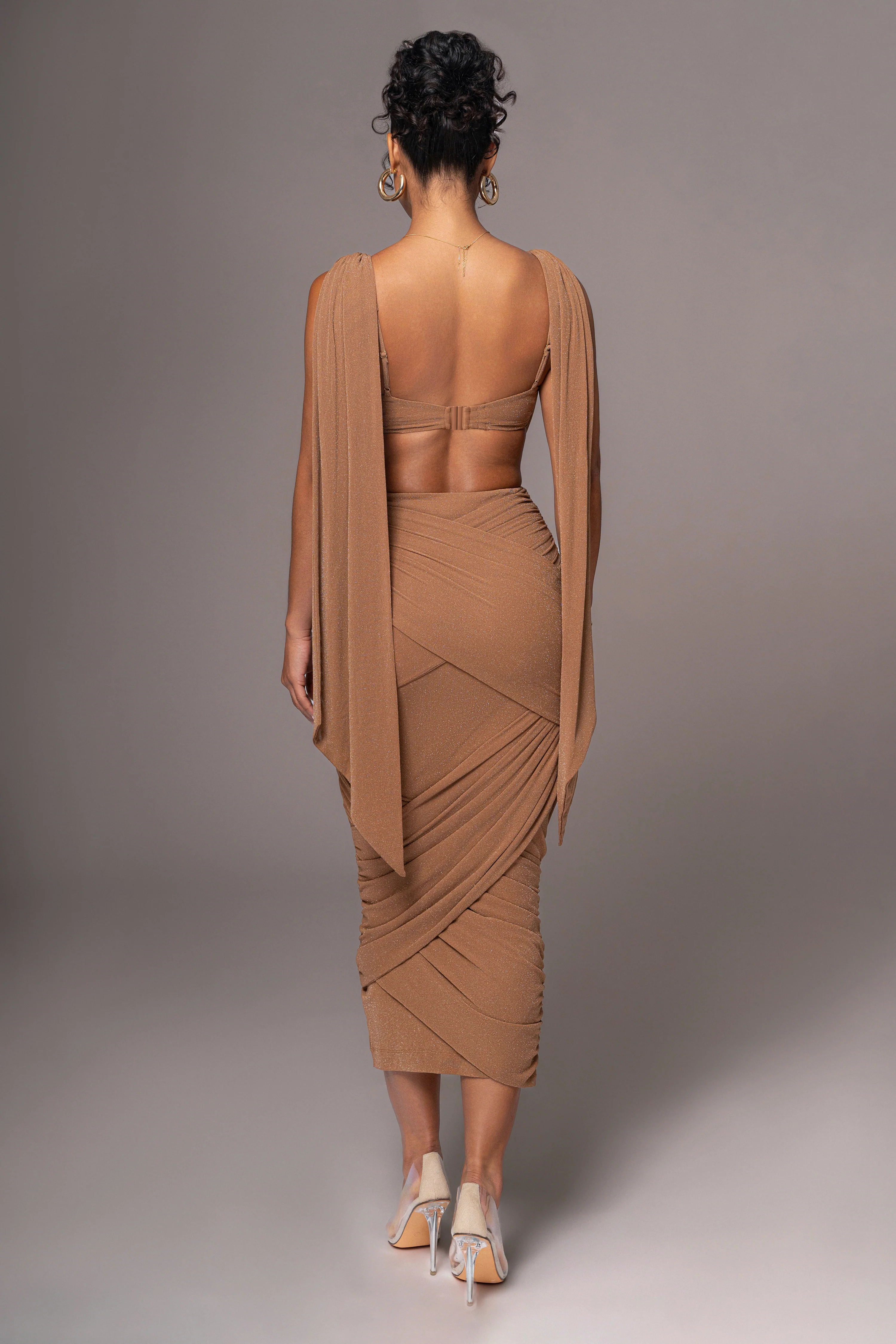 Brown Divine Drape Skirt Set - Image 4