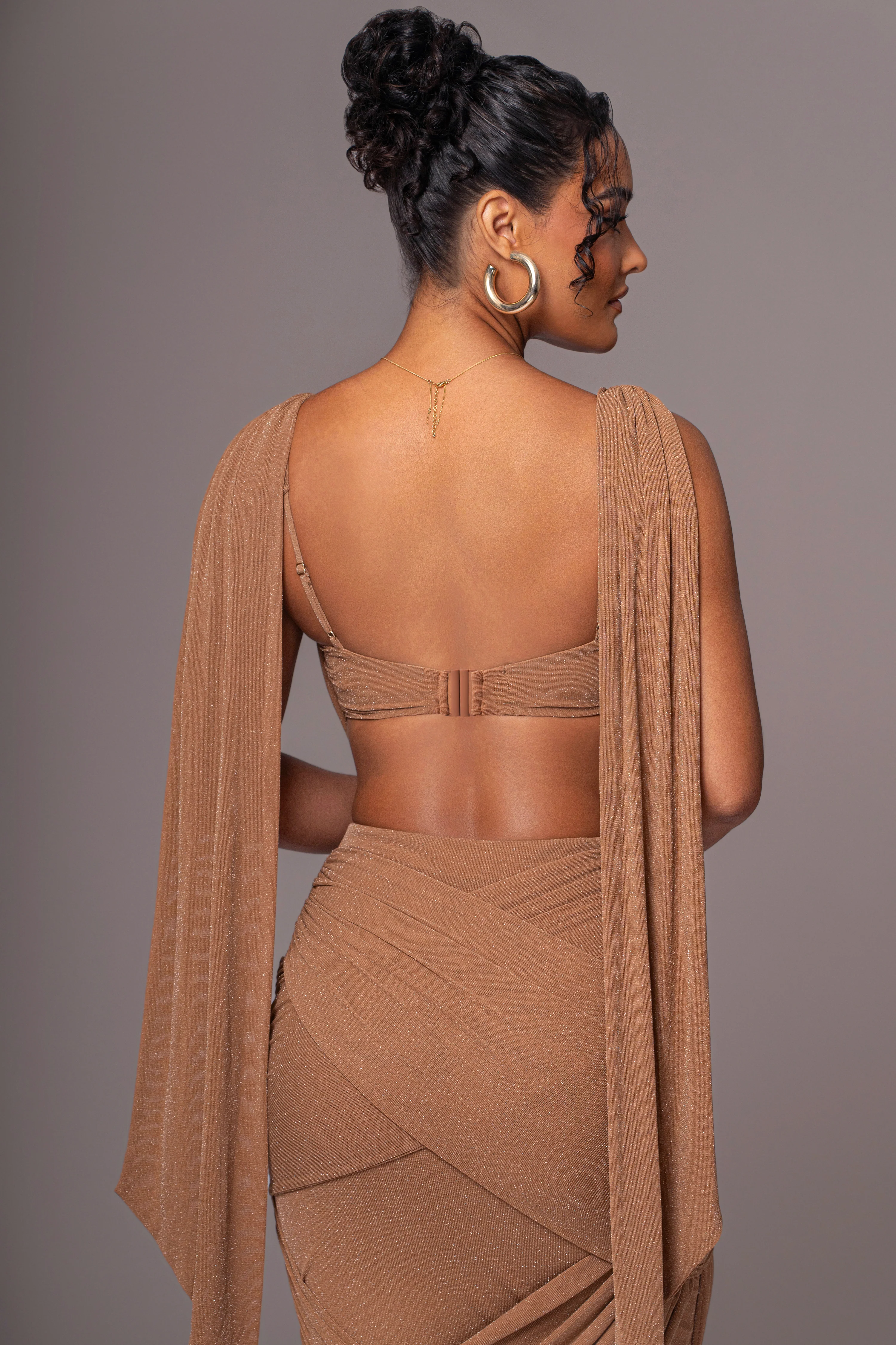 Brown Divine Drape Skirt Set - Image 7