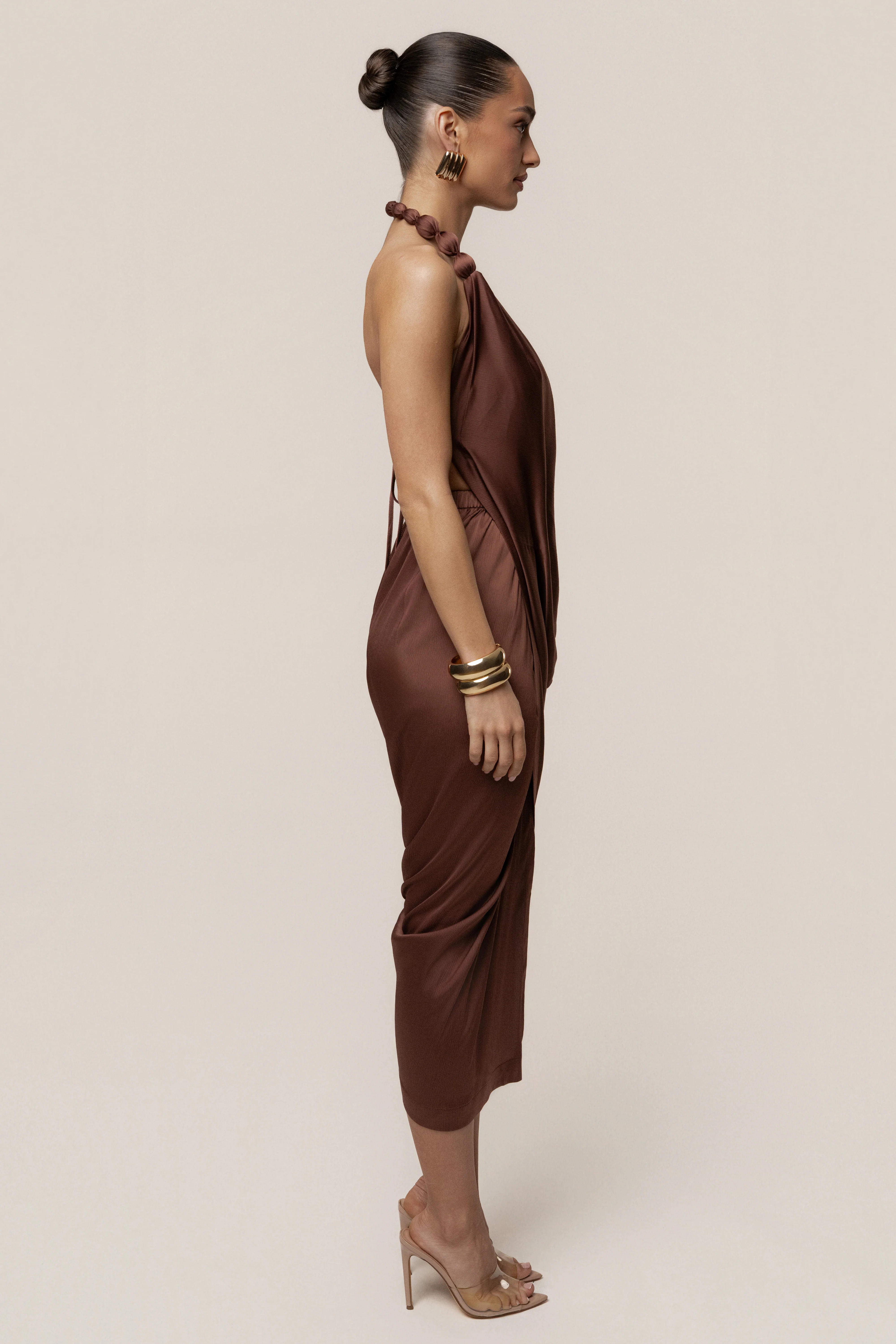 Brown  Dolce Drape Dress - Image 11