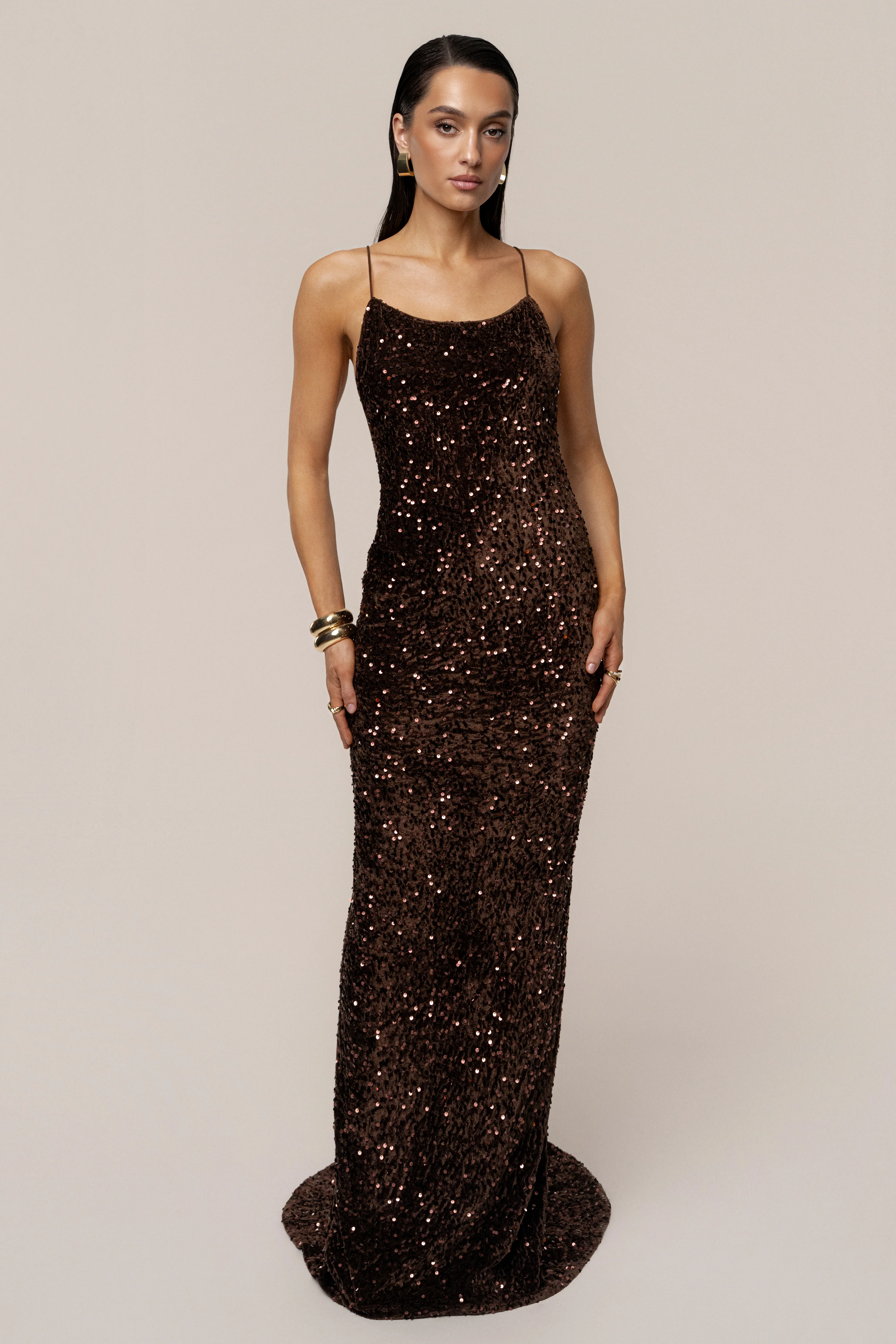 Brown Glisten All Night Sequin Gown - Image 10