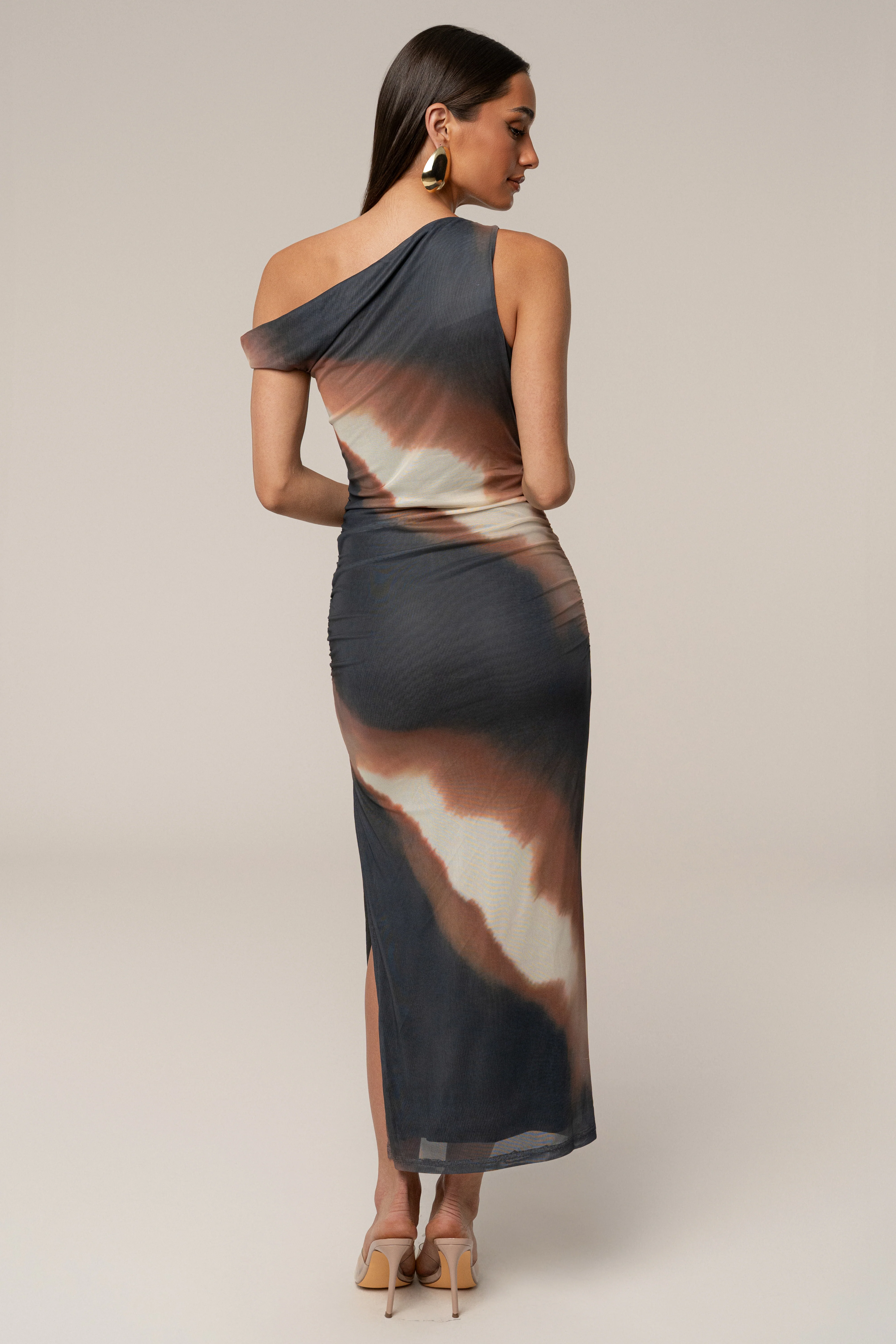 Brown Multi Karrah Slit Midi Dress - Image 8