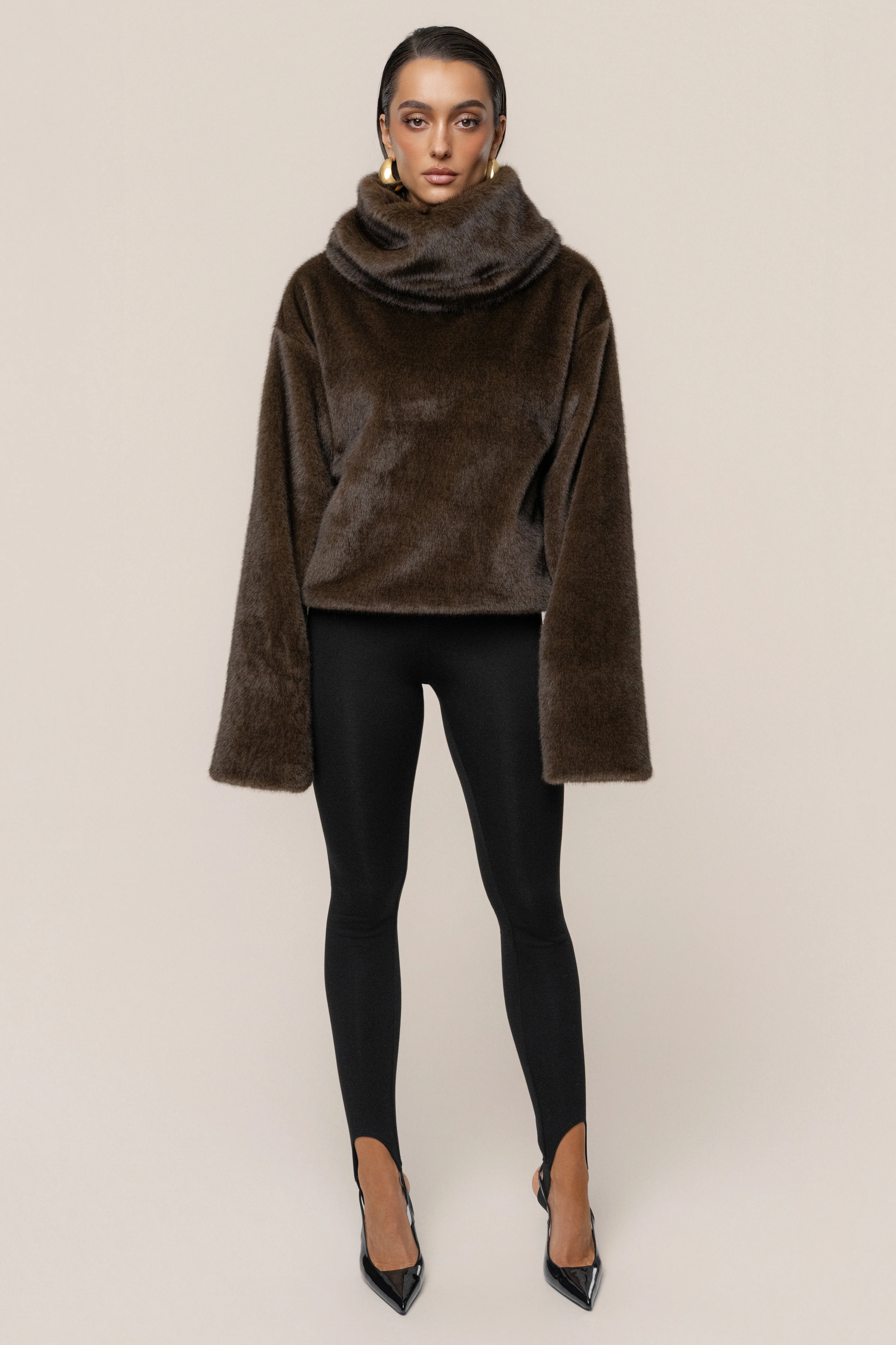 Brown Polished Faux Fur Pullover - Image 3
