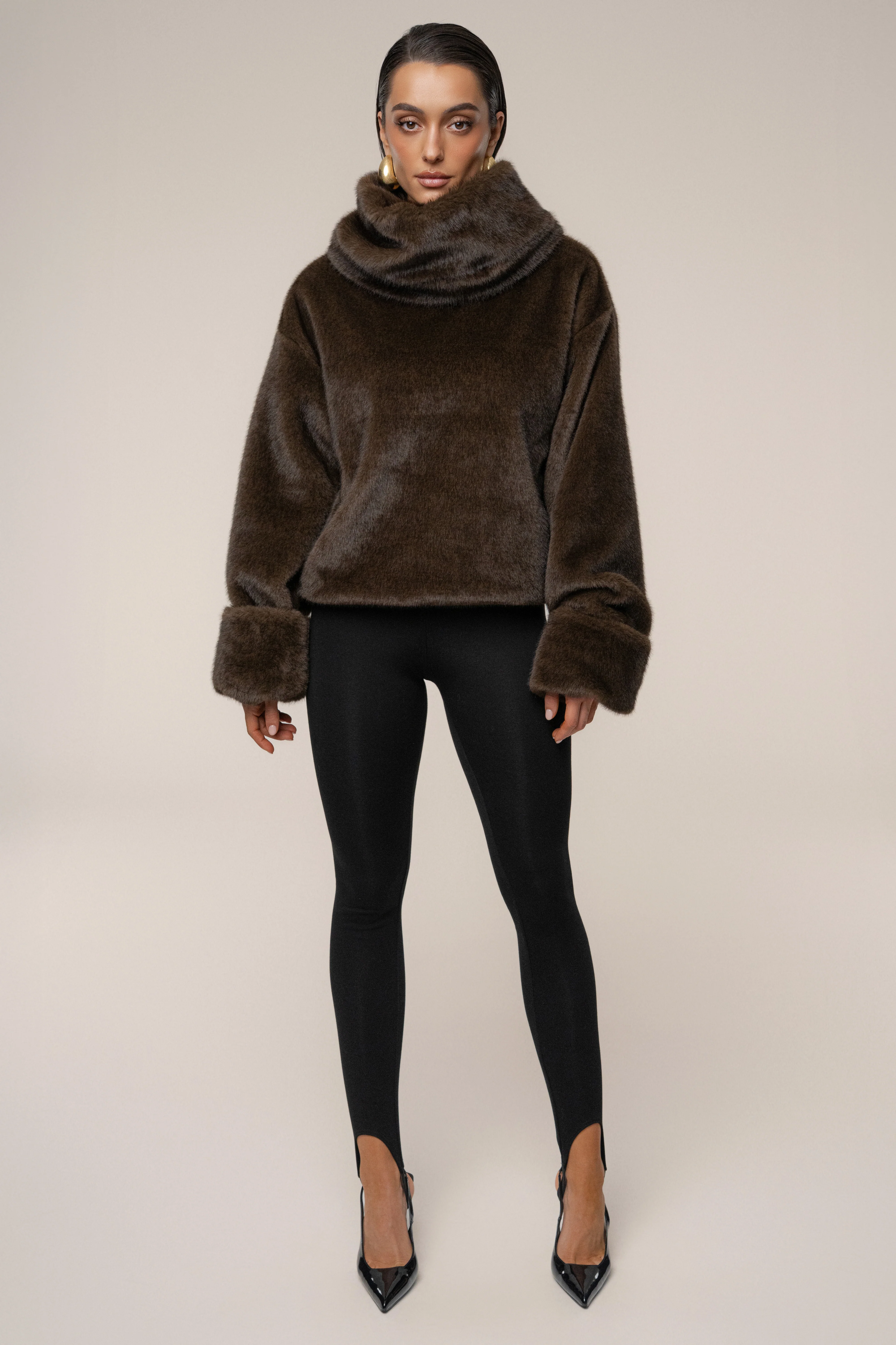 Brown Polished Faux Fur Pullover - Image 4