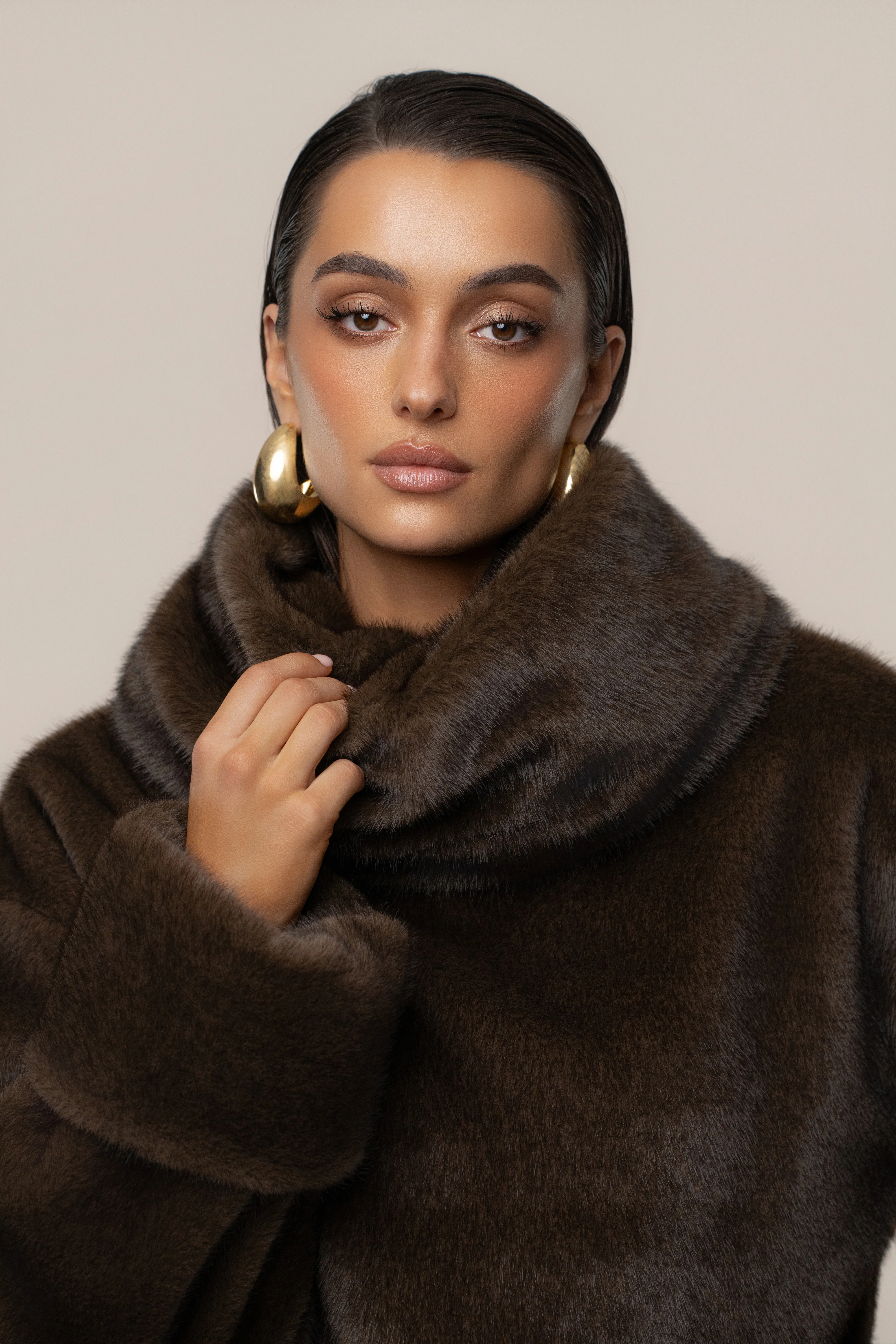Brown Polished Faux Fur Pullover - Image 6
