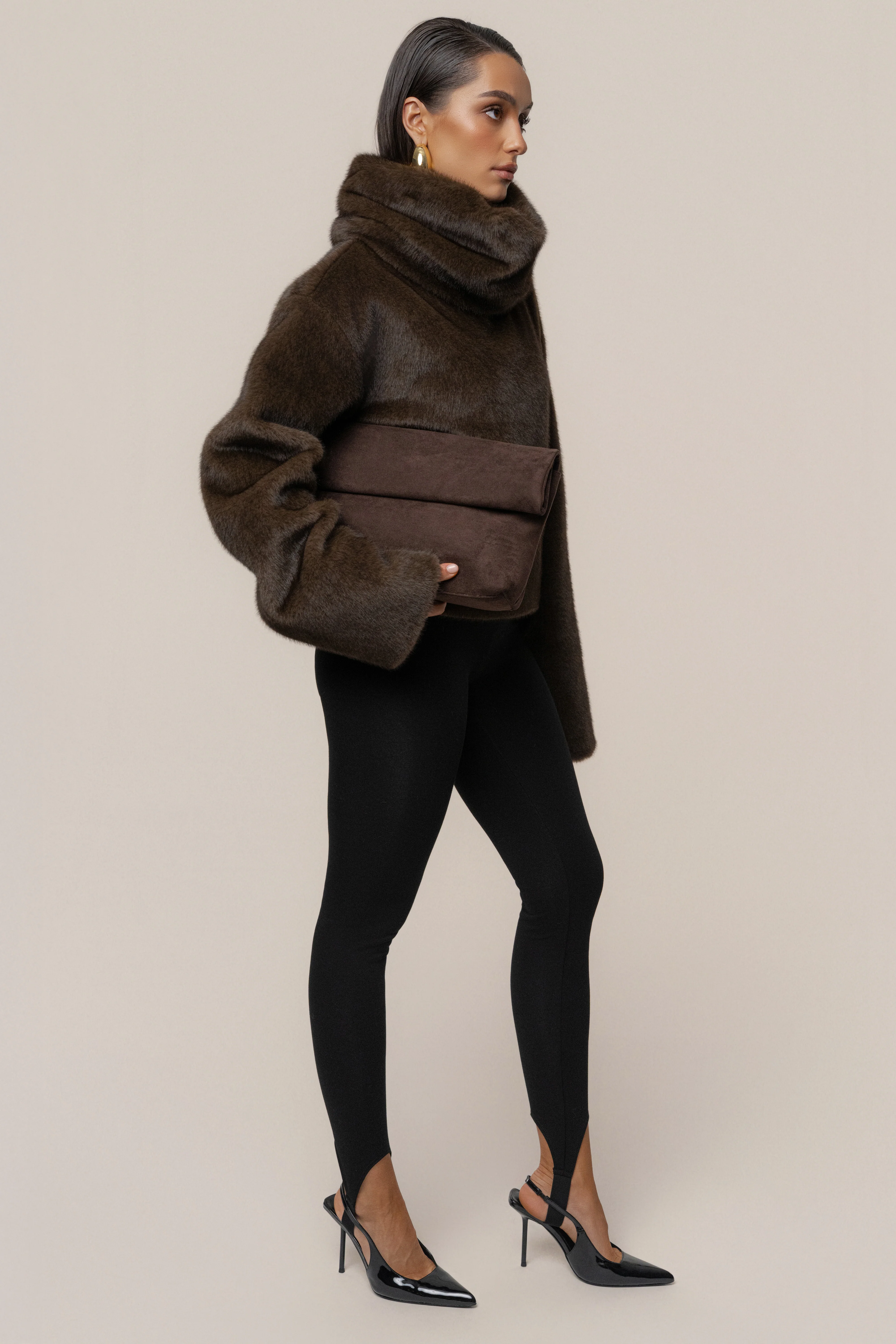 Brown Polished Faux Fur Pullover - Image 7