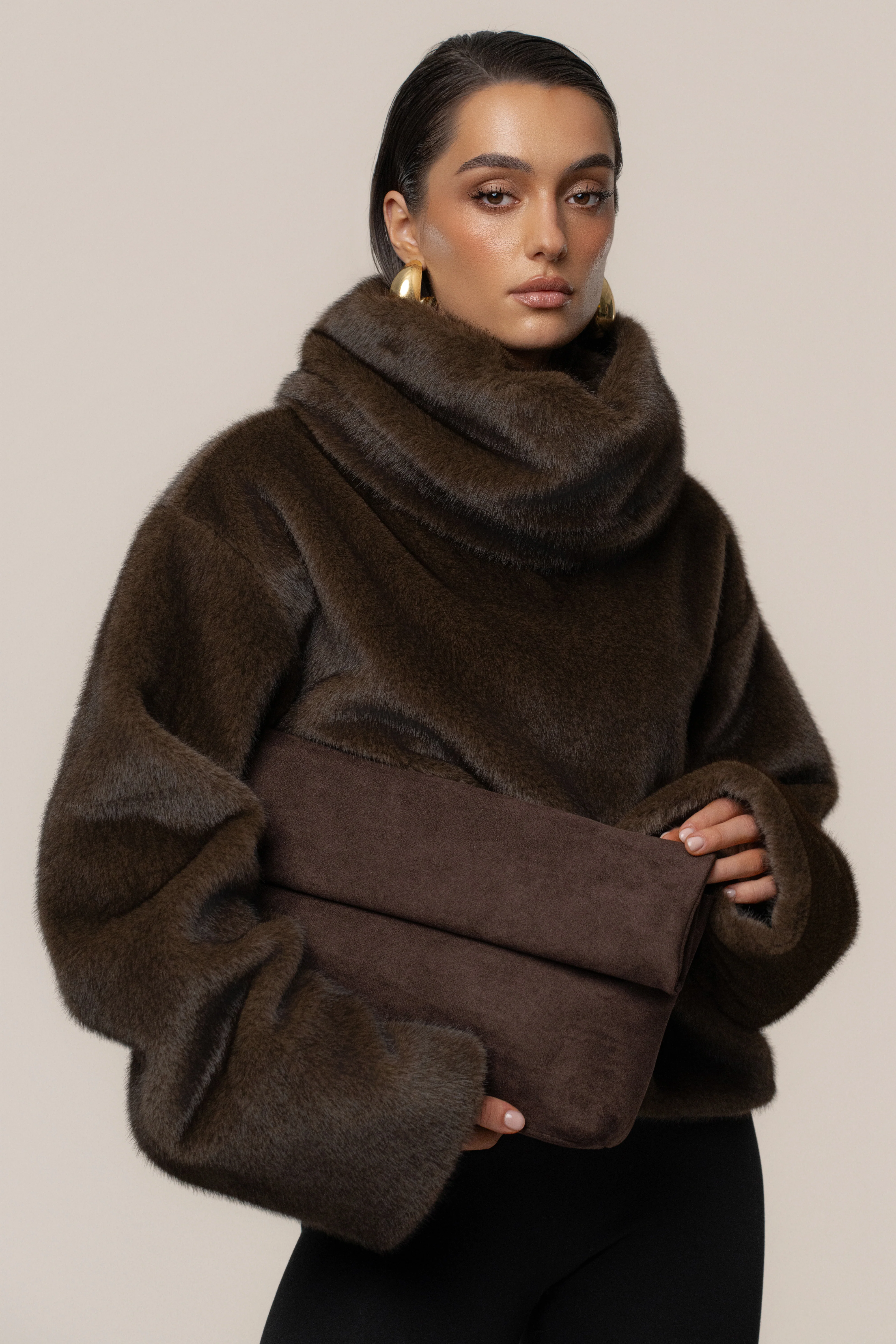Brown Polished Faux Fur Pullover - Image 8
