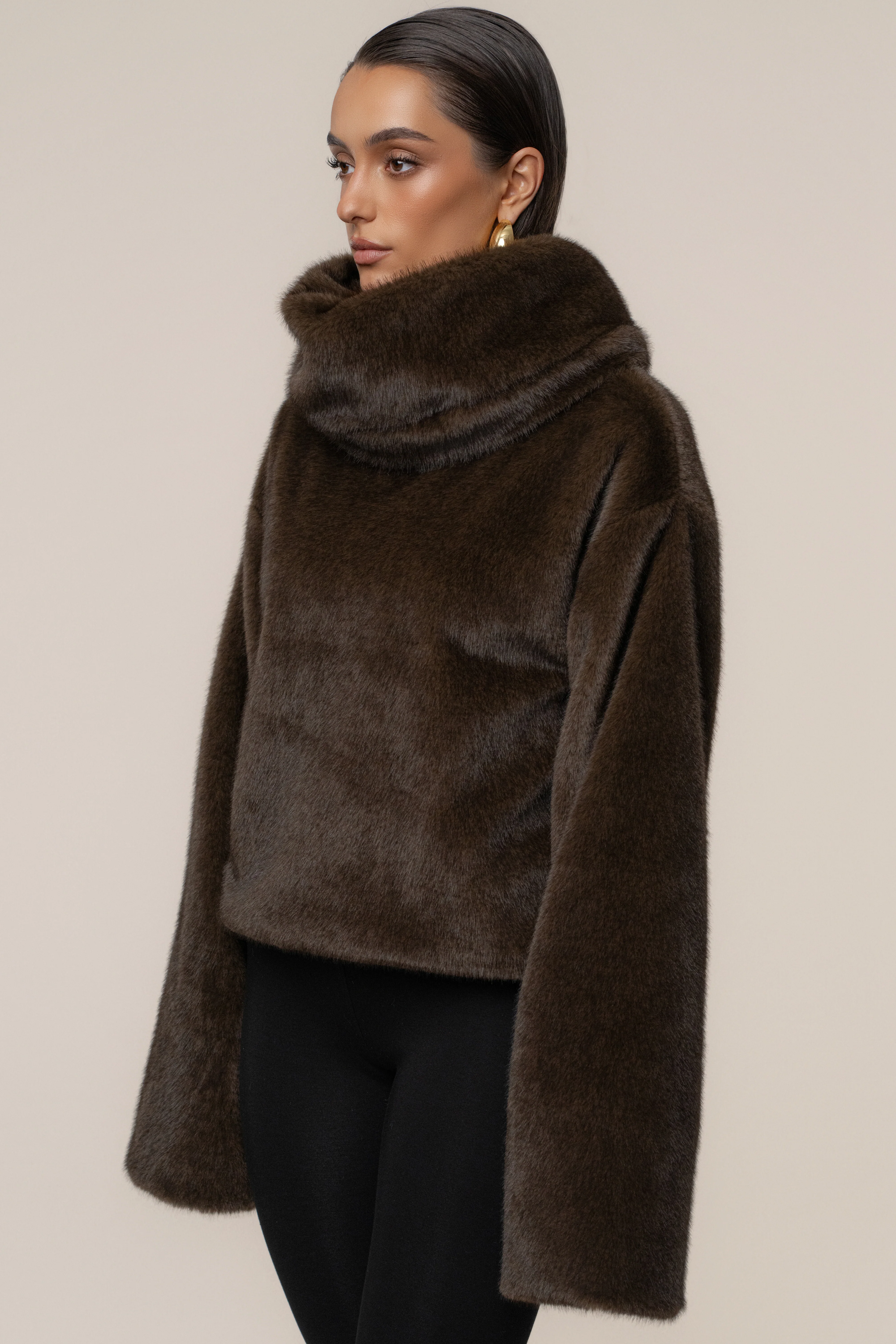 Brown Polished Faux Fur Pullover - Image 9