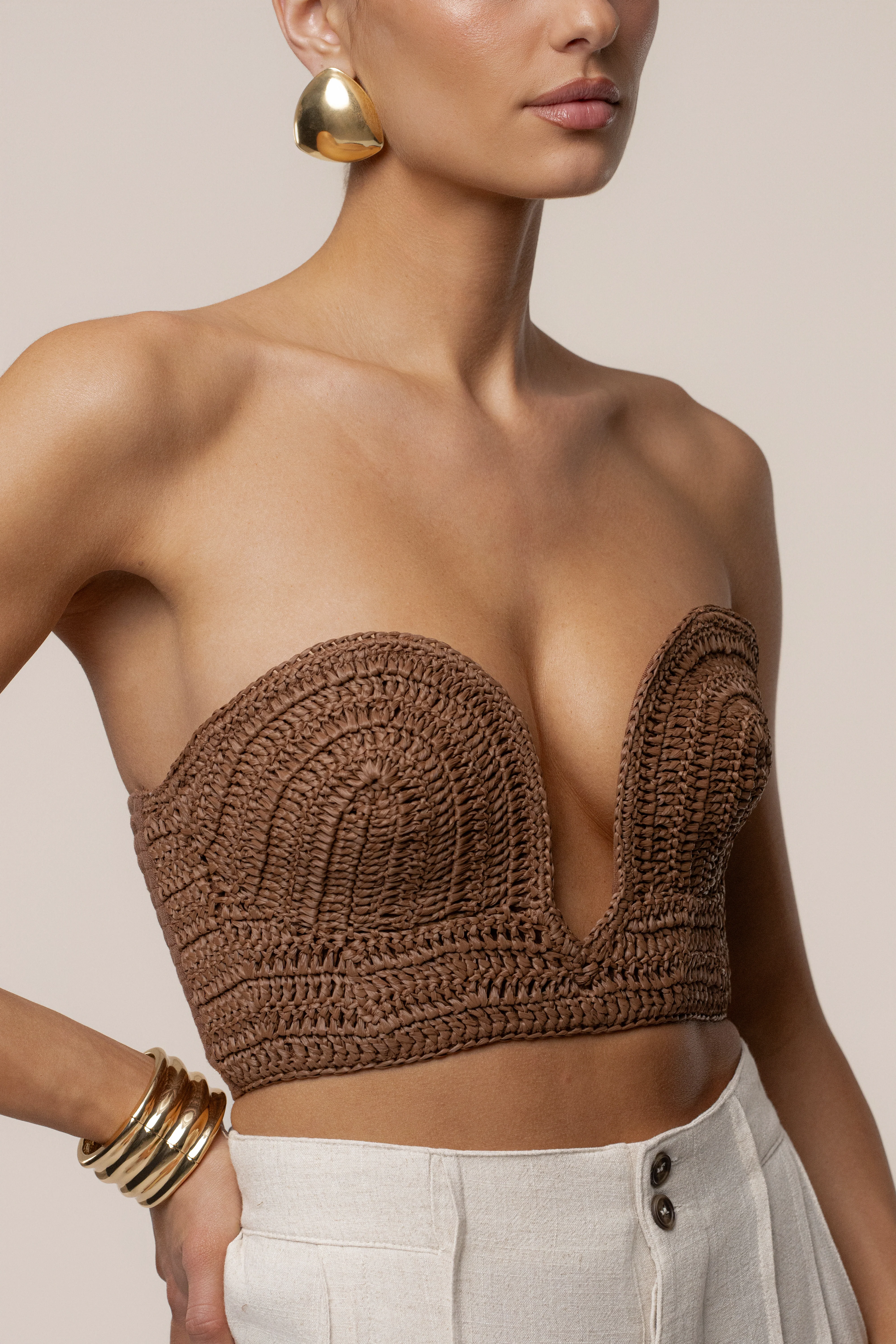 Brown Sail Away Texture Bustier - Image 6
