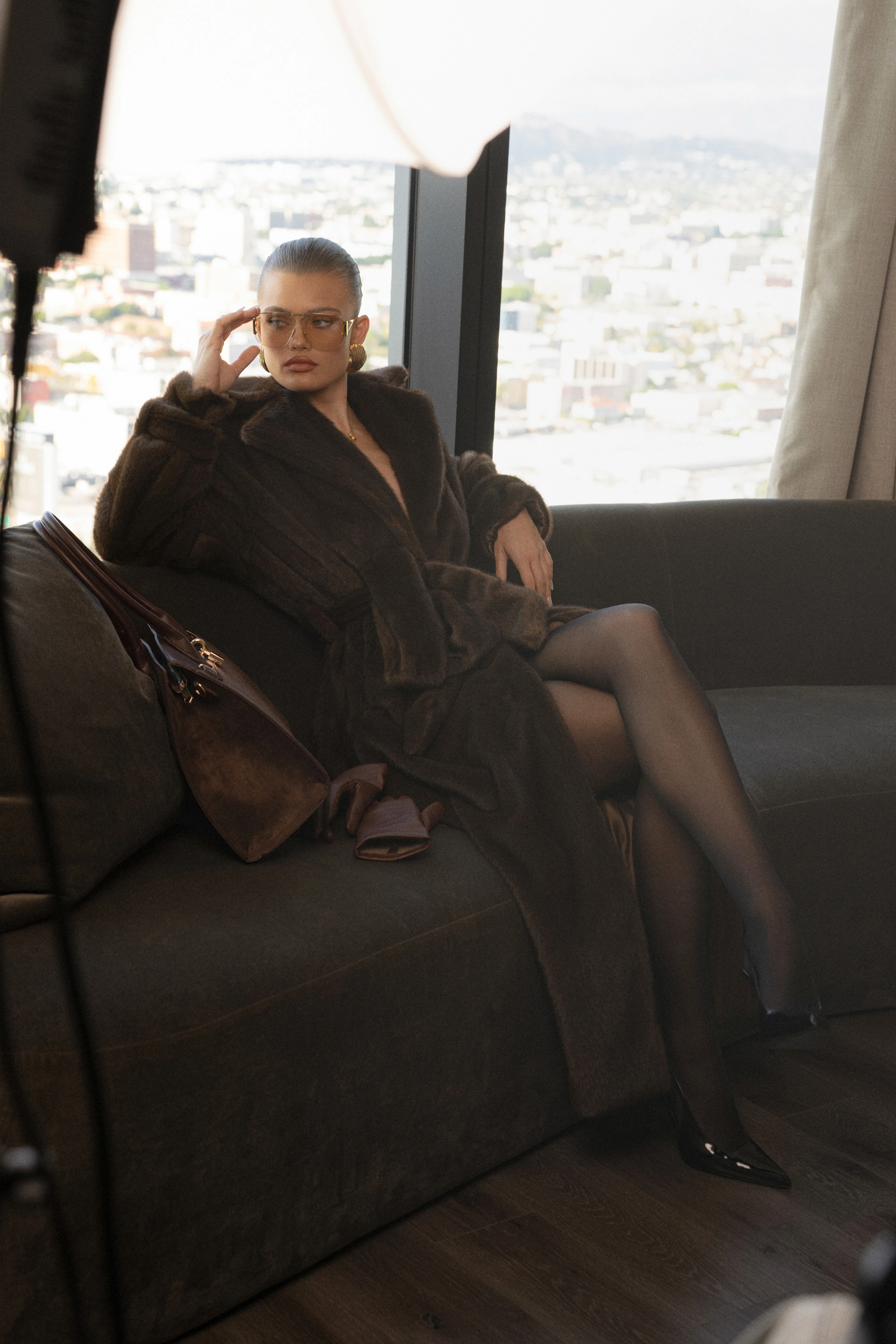 Brown Uptown Faux Fur Coat - Image 10