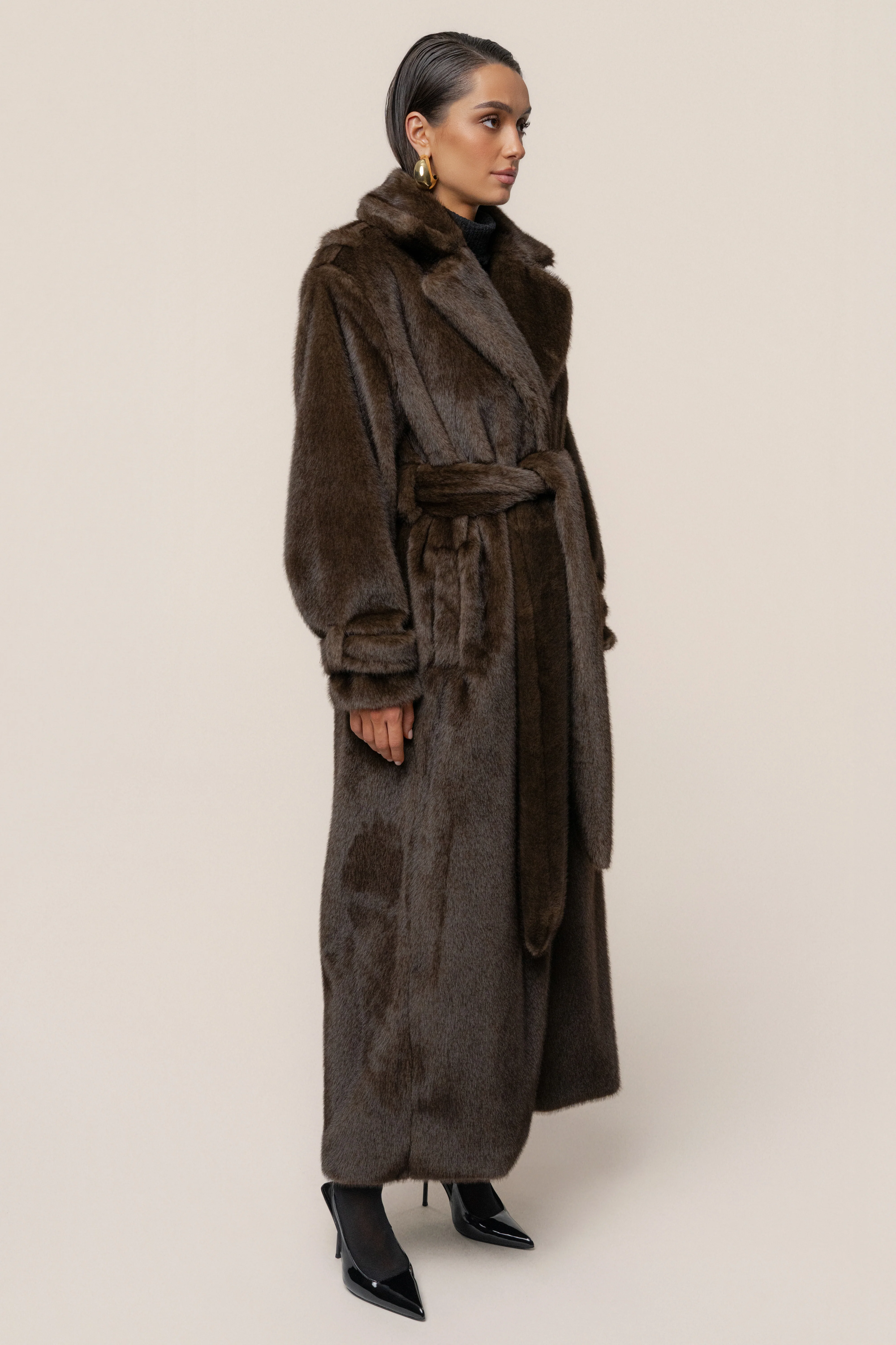Brown Uptown Faux Fur Coat - Image 12