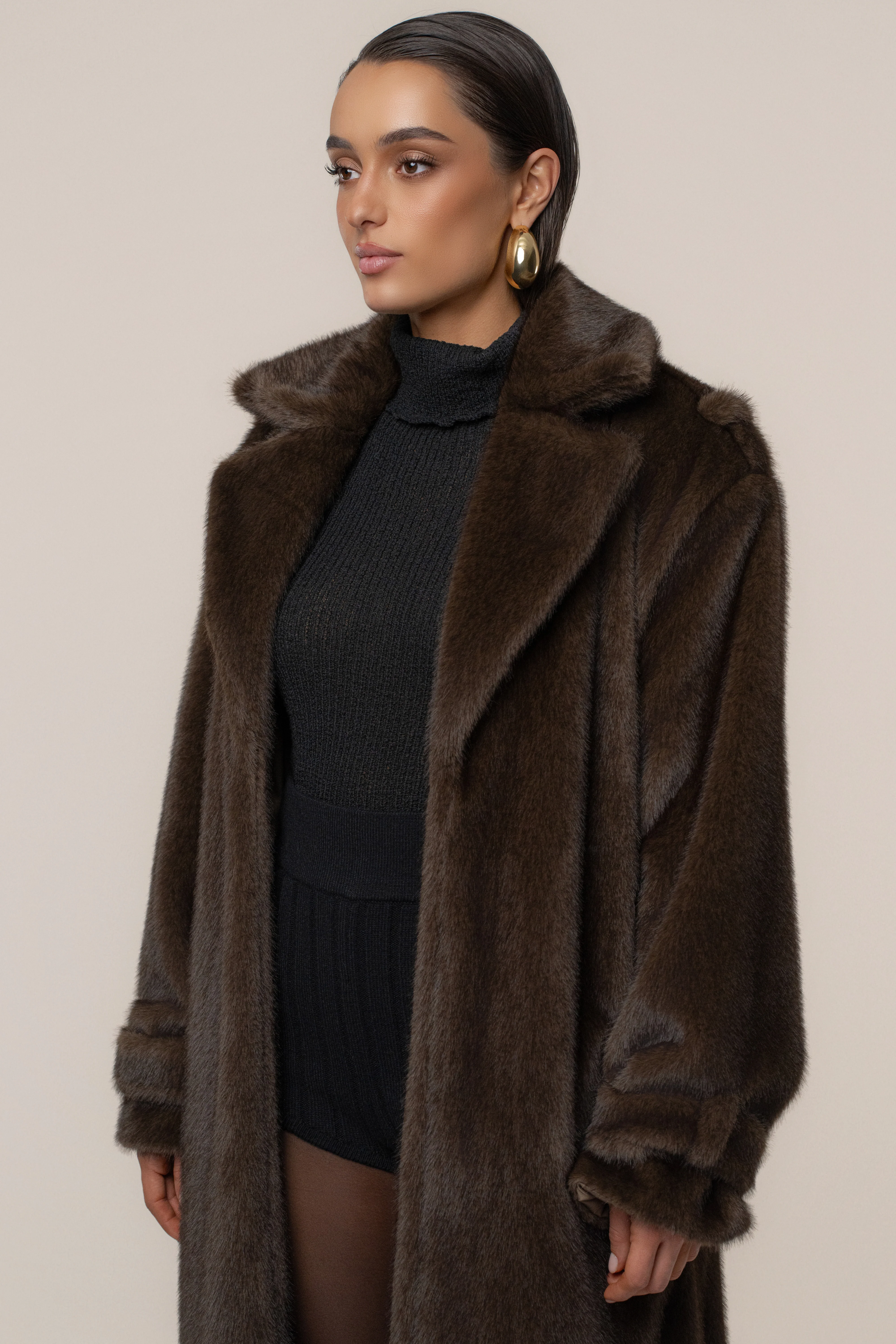 Brown Uptown Faux Fur Coat - Image 13