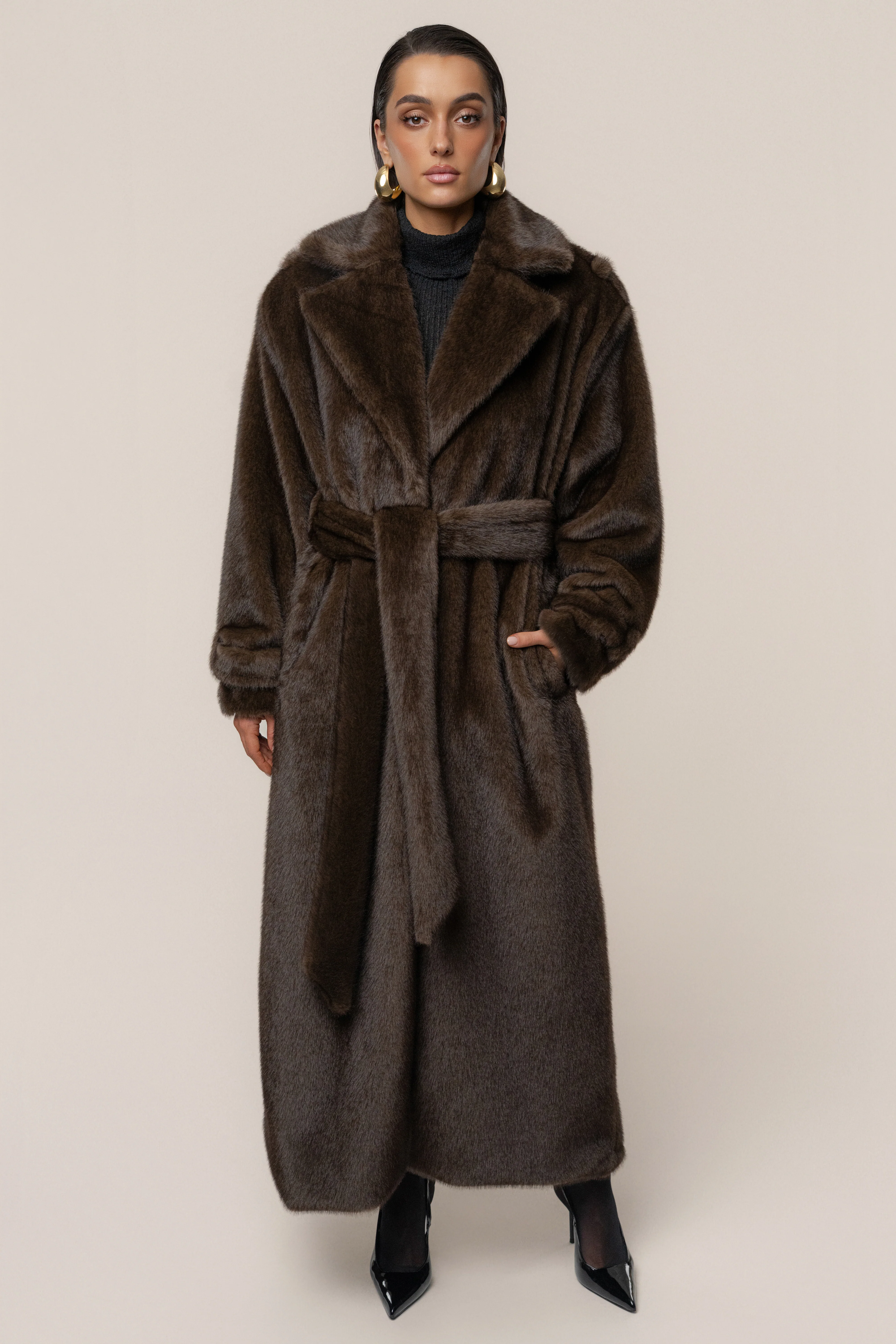 Brown Uptown Faux Fur Coat - Image 5