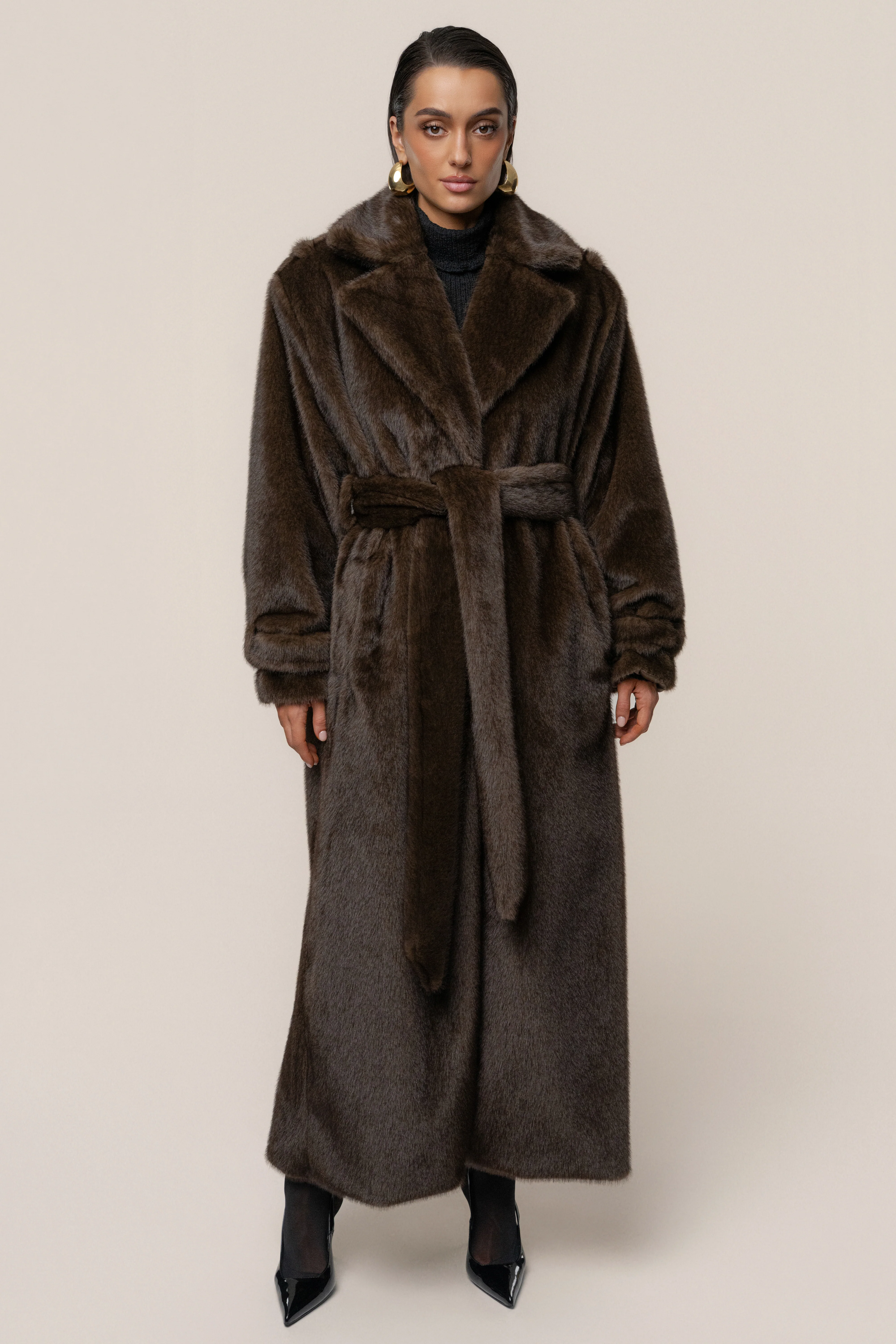 Brown Uptown Faux Fur Coat - Image 7