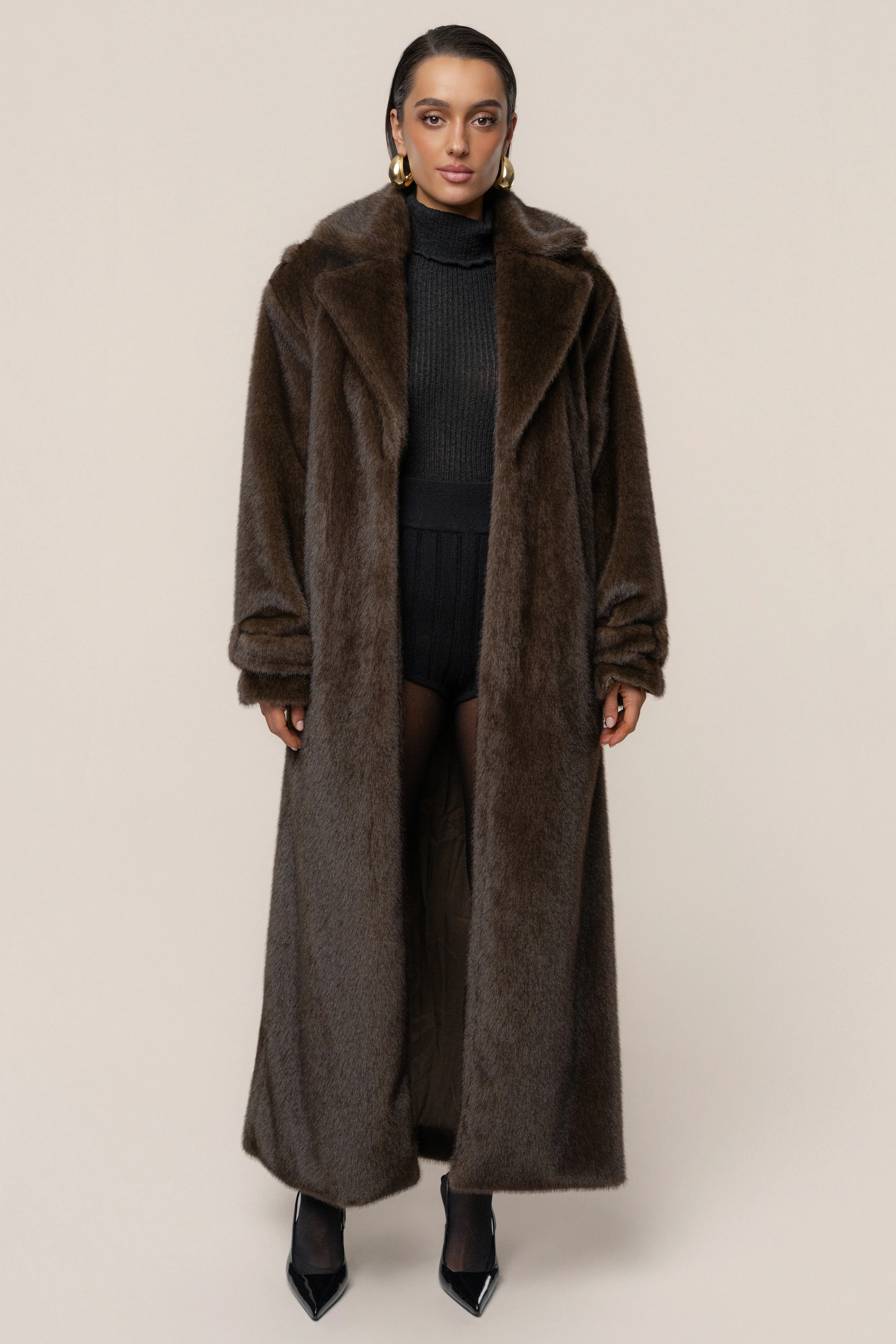 Brown Uptown Faux Fur Coat - Image 8