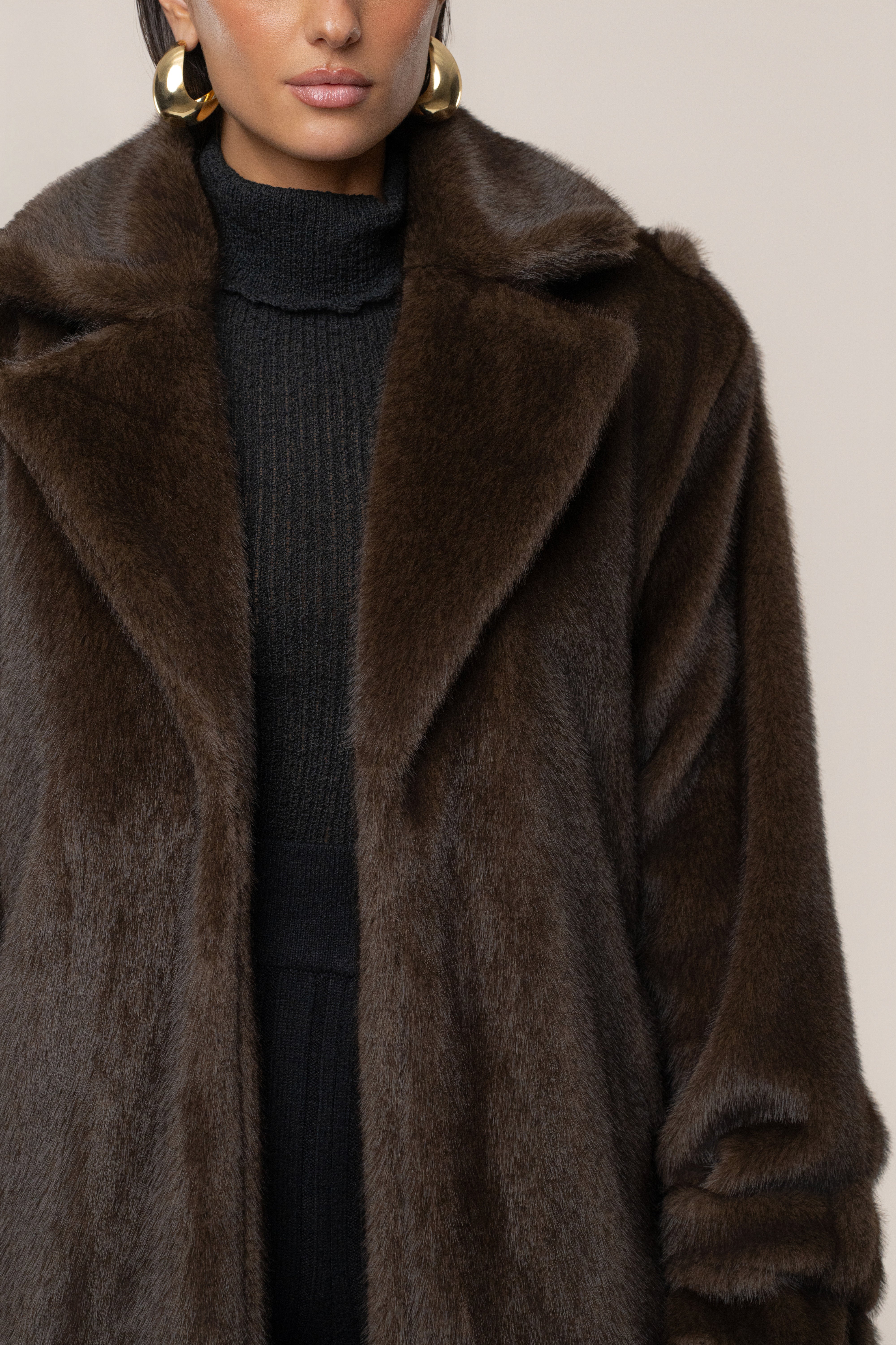 Brown Uptown Faux Fur Coat - Image 9