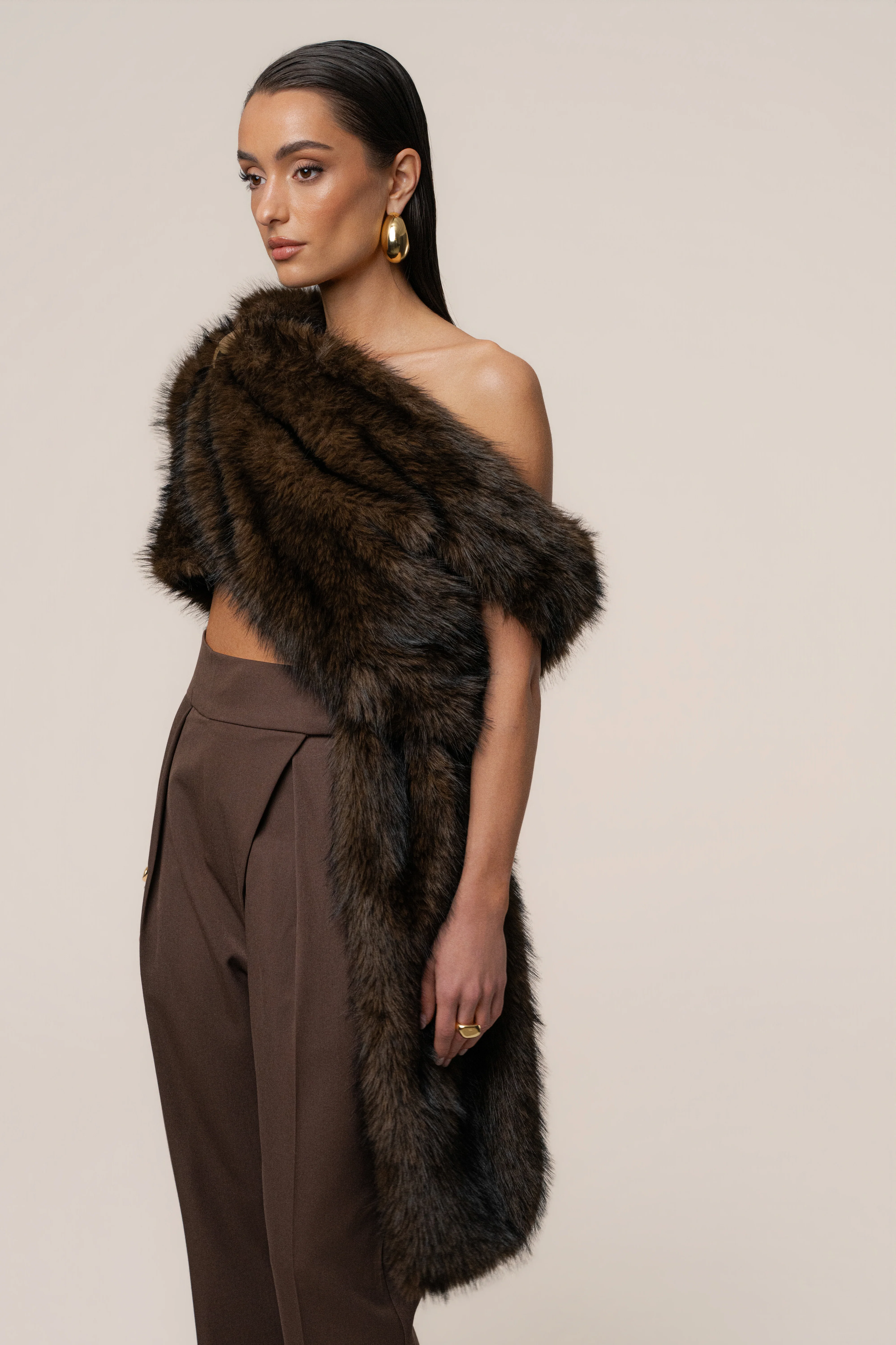 Brown Winter Bliss Faux Fur Wrap - Image 14