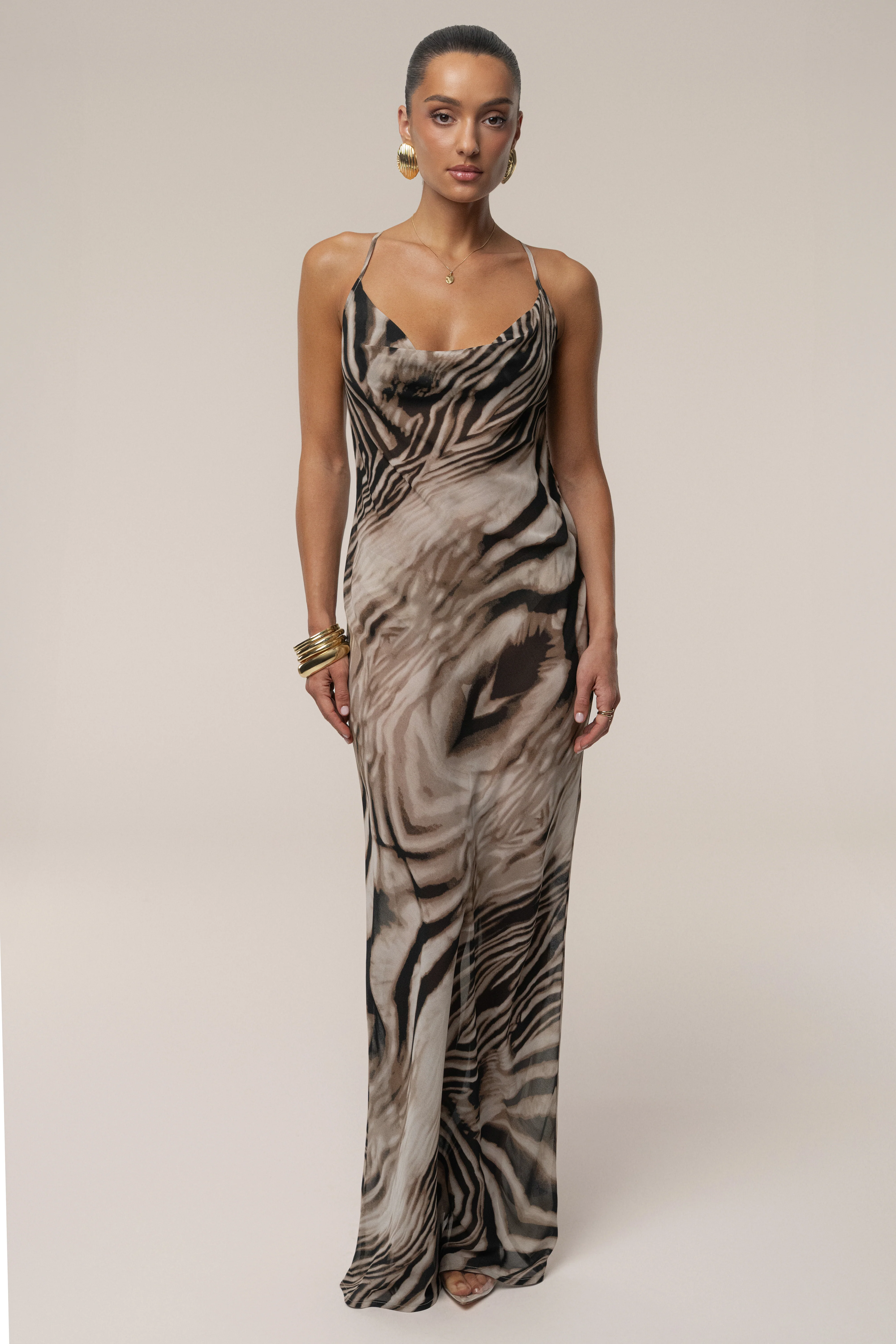 Brown Zebra Print Infinite Journey Maxi Dress - Image 5