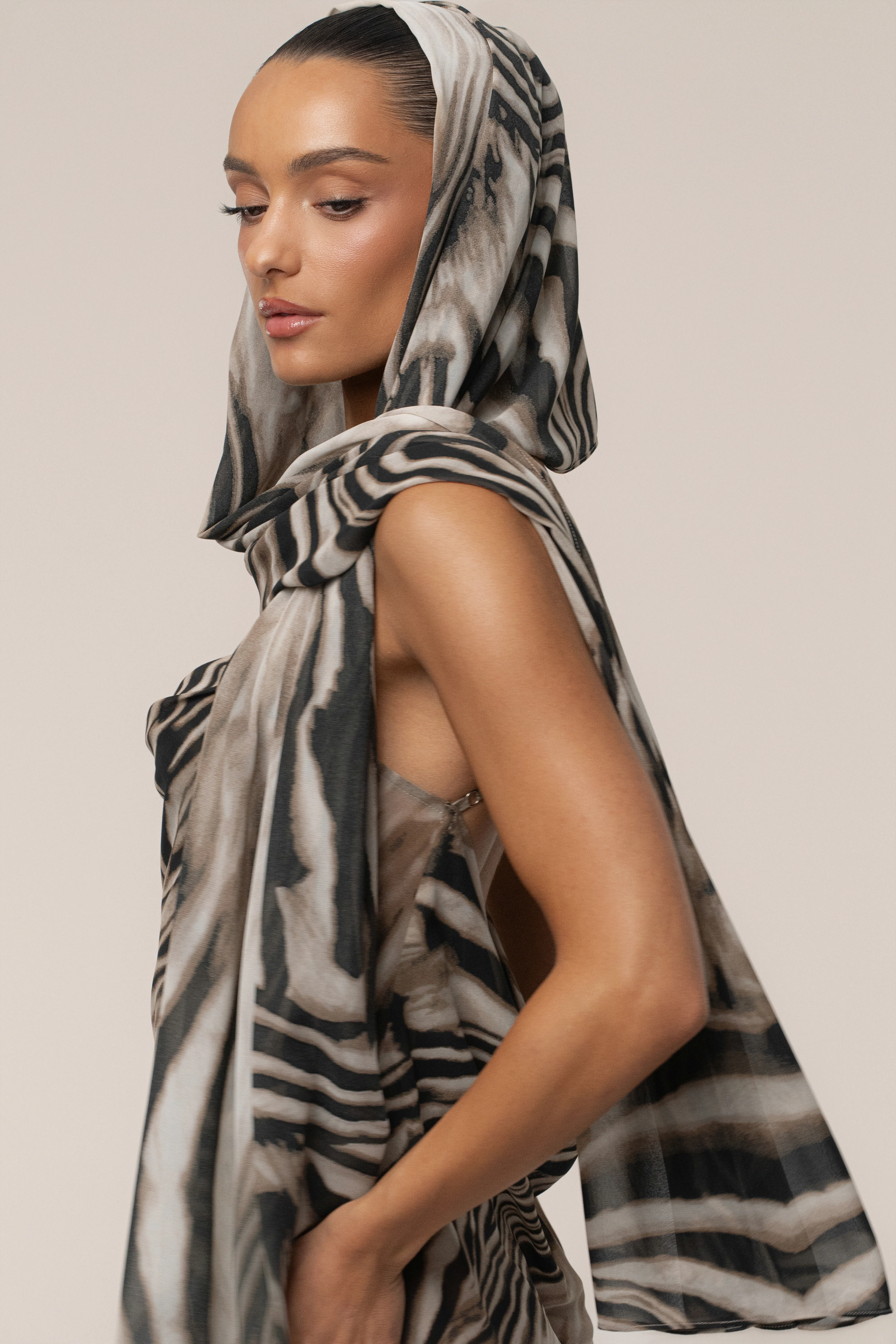 Brown Zebra Print Shadow Safari Scarf - Image 15