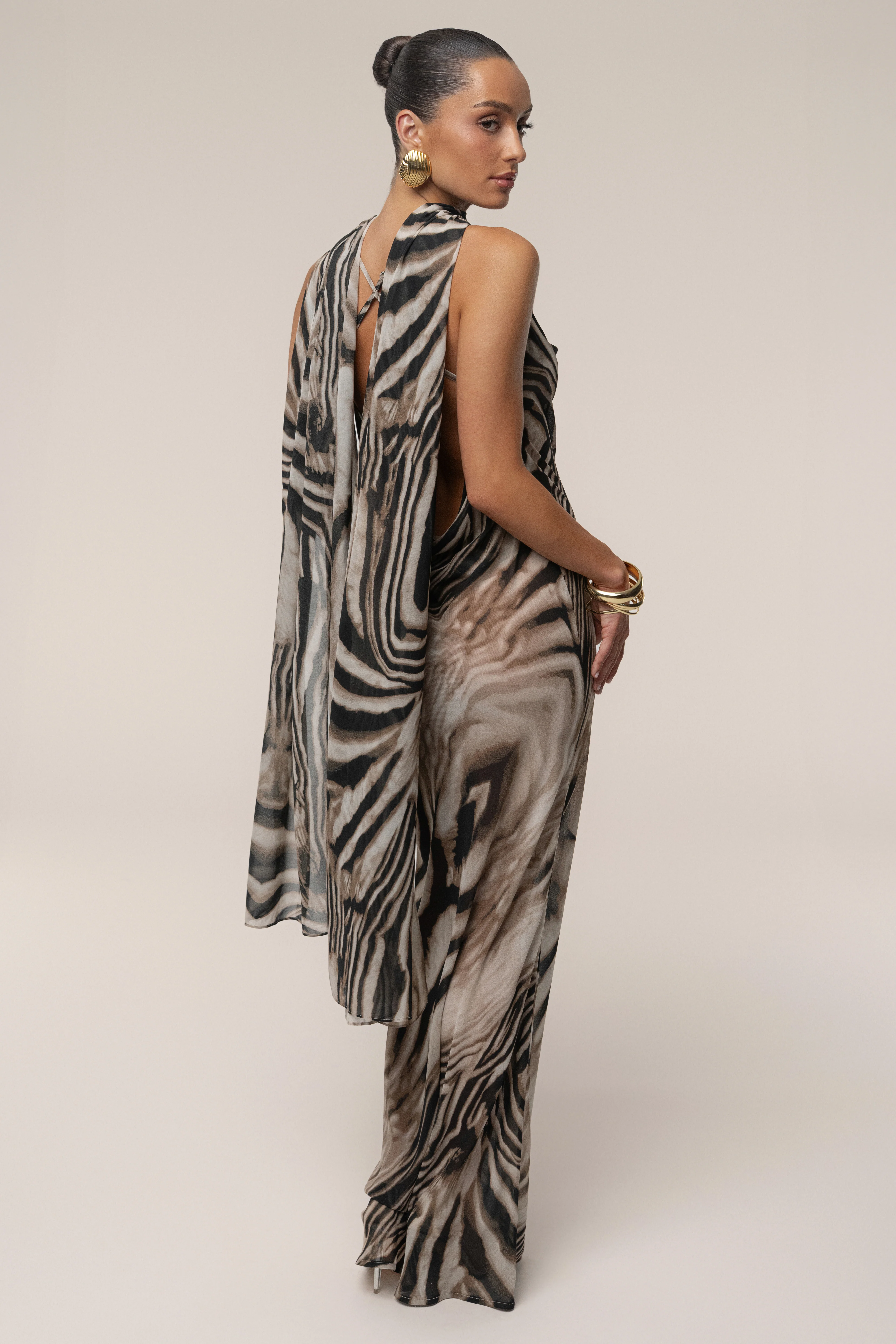 Brown Zebra Print Shadow Safari Scarf - Image 17