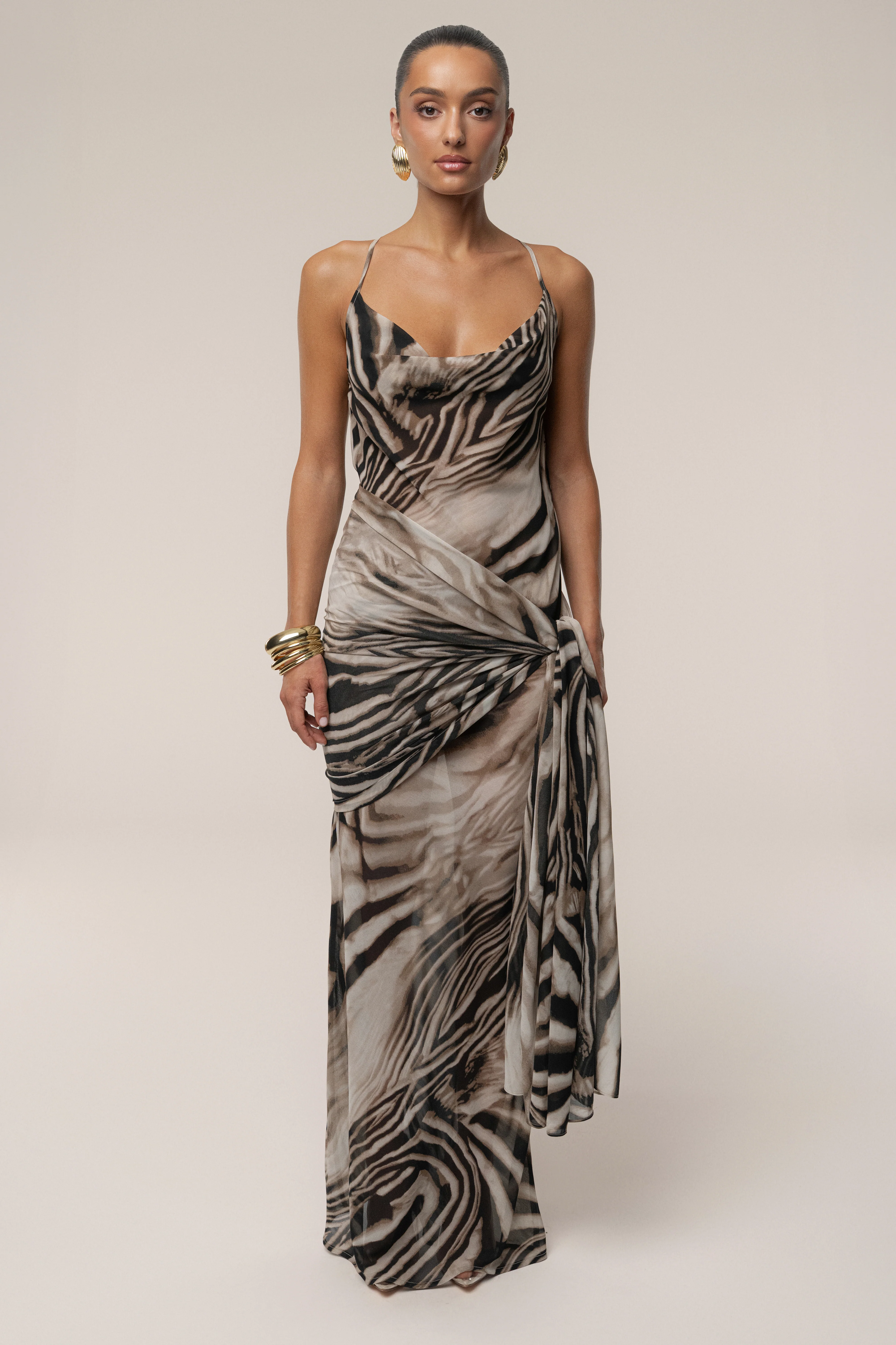 Brown Zebra Print Shadow Safari Scarf - Image 6