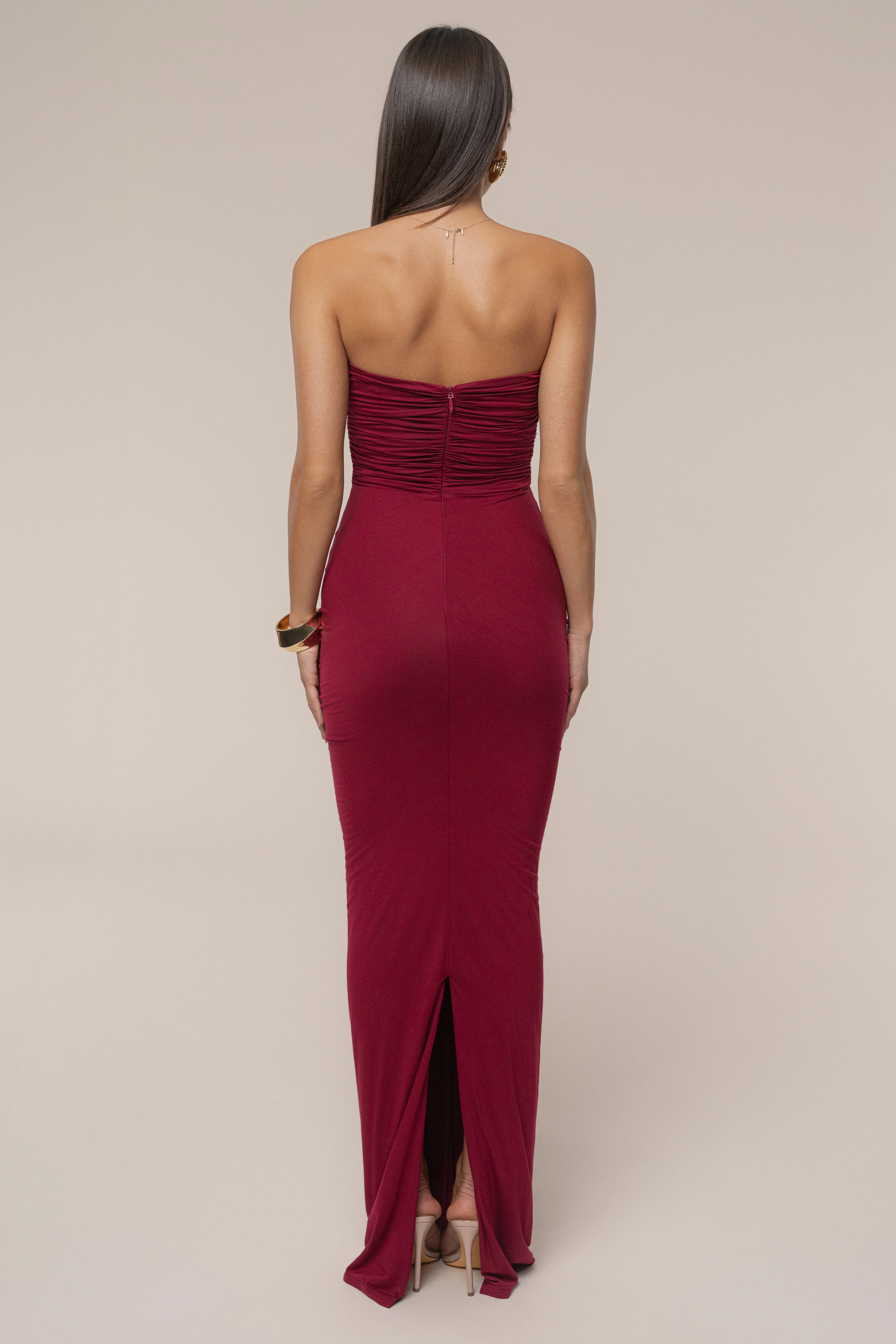 Burgundy Atlantis Drape Maxi Dress - Image 7