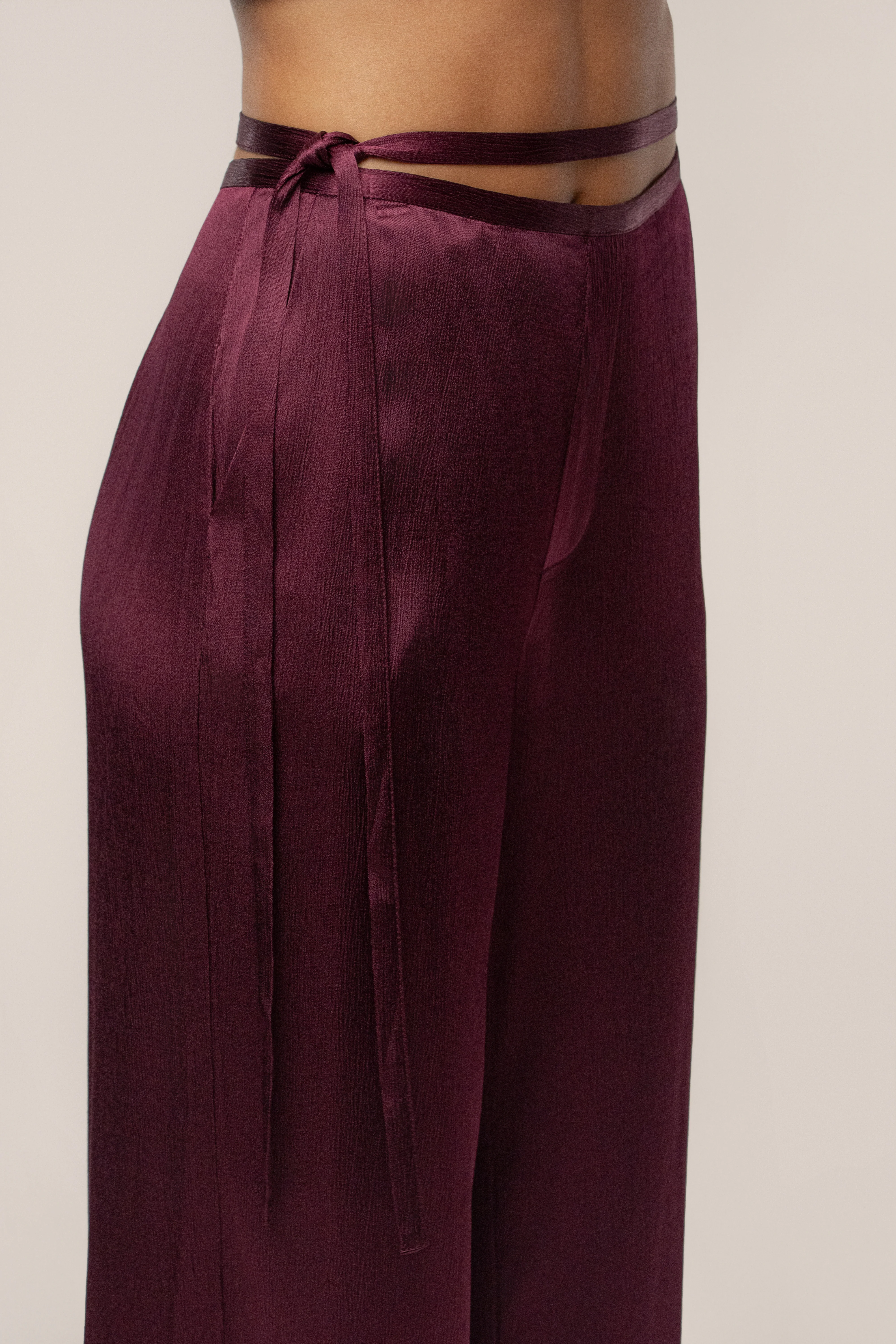 Burgundy Deserae Satin Pants - Image 10