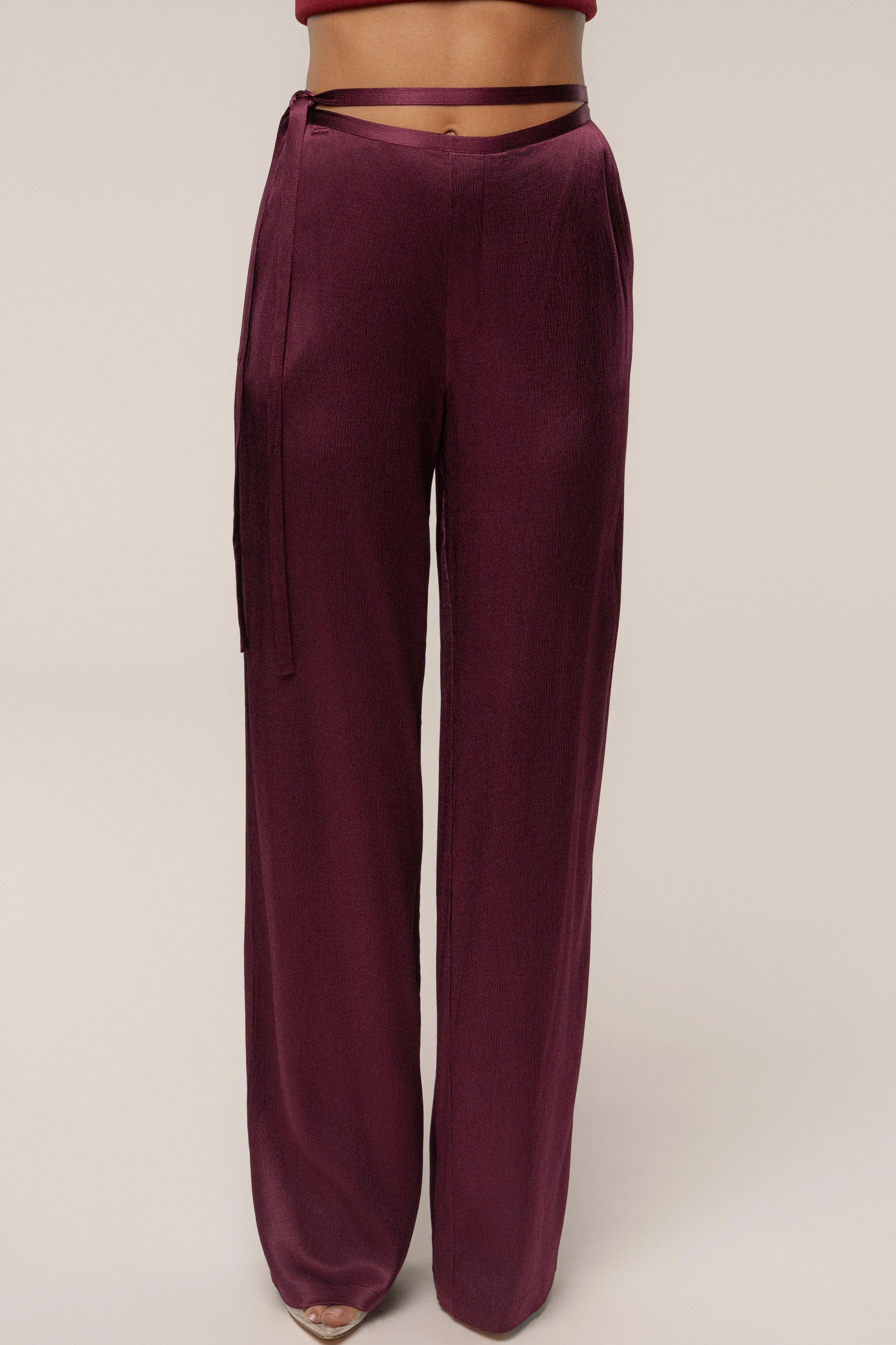 Burgundy Deserae Satin Pants - Image 2