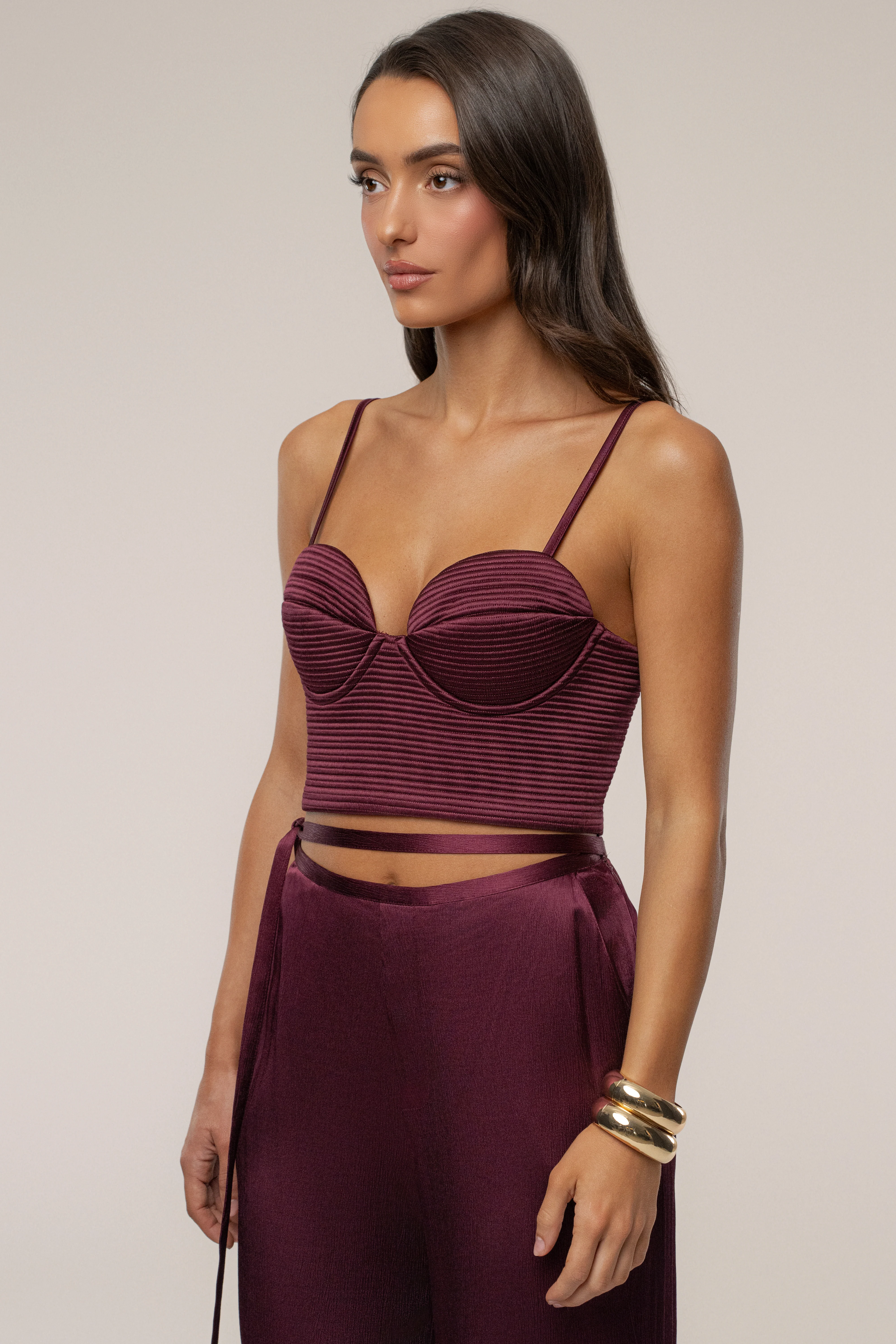 Burgundy Deserae Satin Pants - Image 3