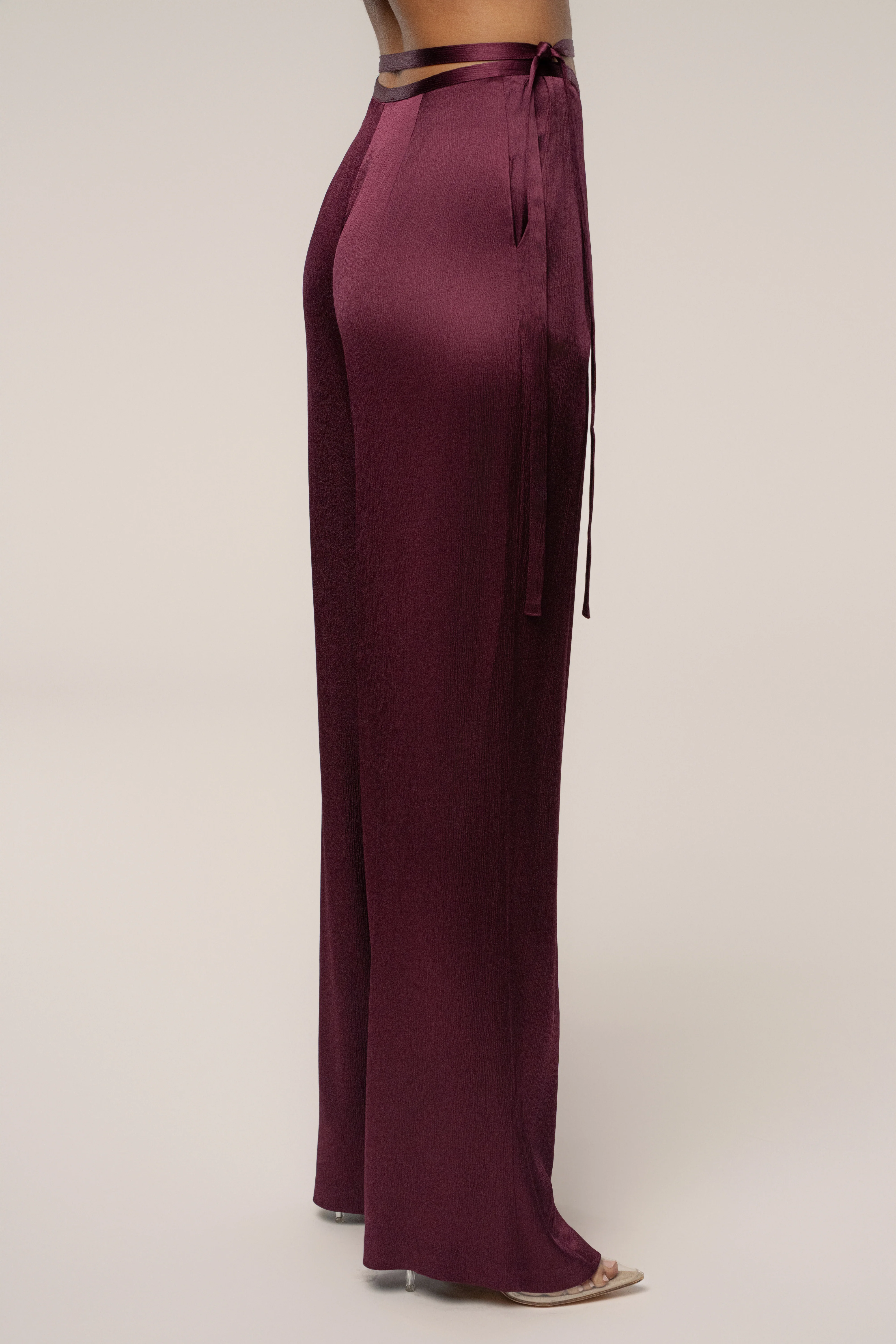 Burgundy Deserae Satin Pants - Image 5