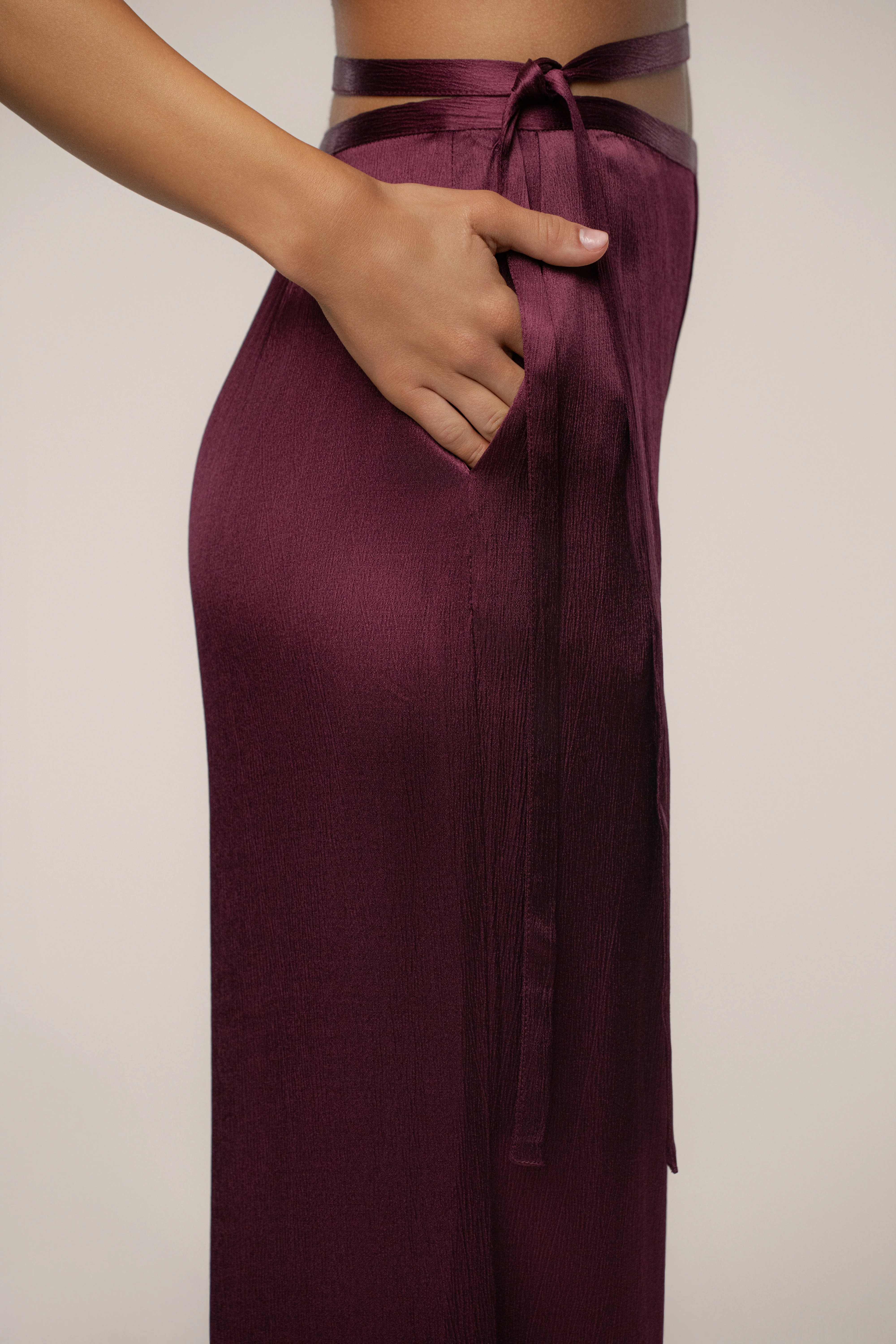 Burgundy Deserae Satin Pants - Image 7