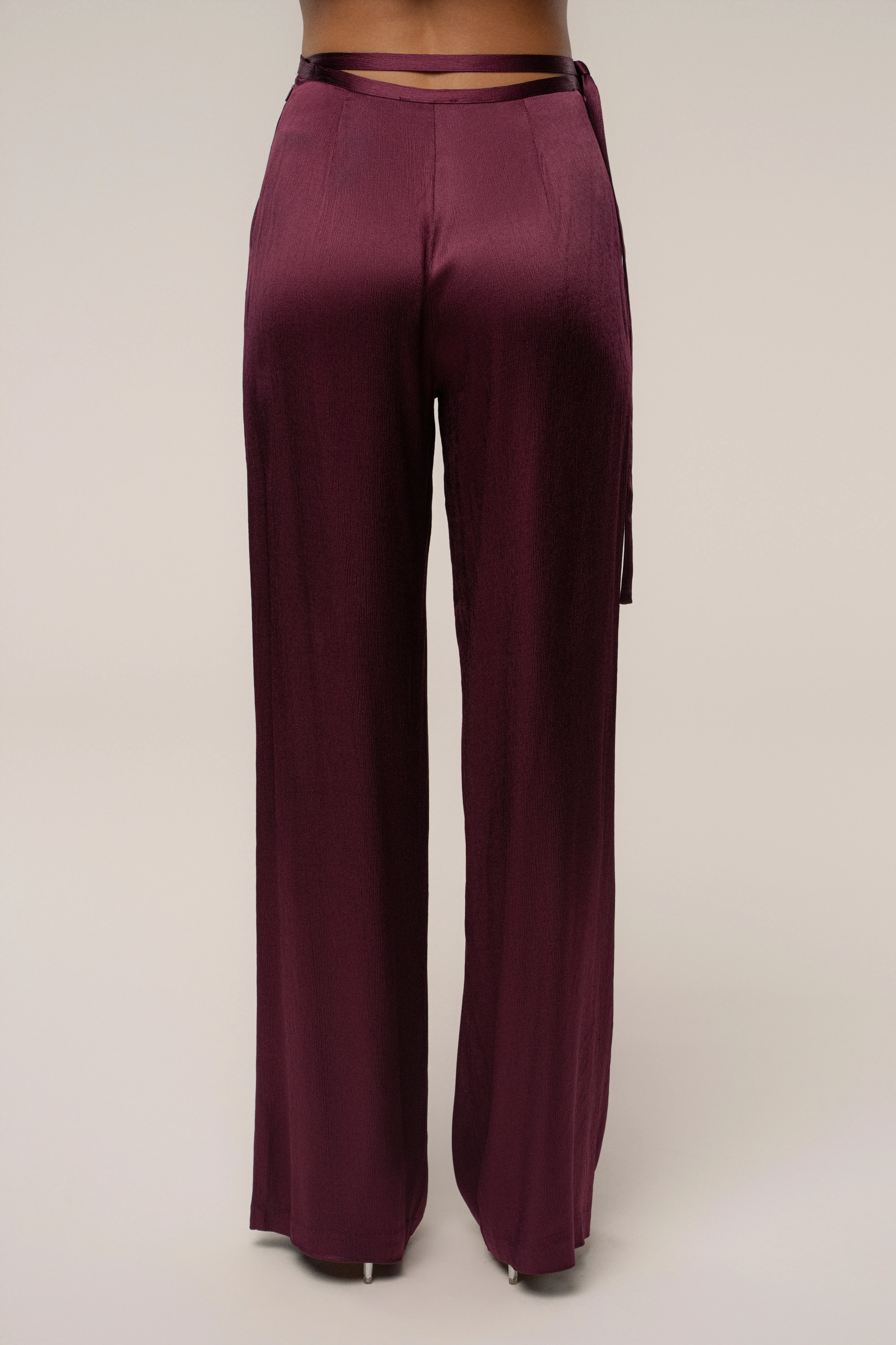 Burgundy Deserae Satin Pants - Image 8