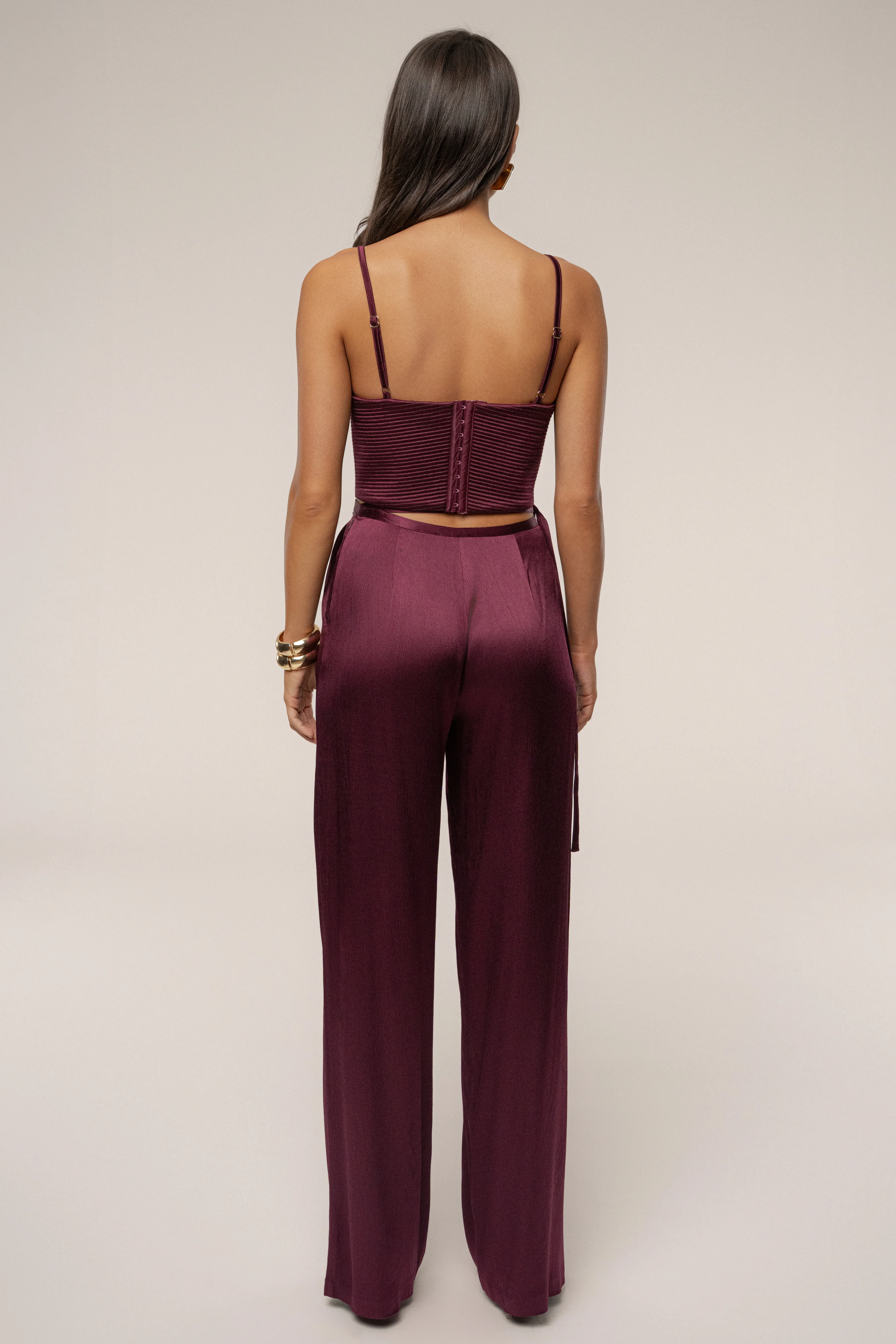 Burgundy Deserae Satin Pants - Image 9