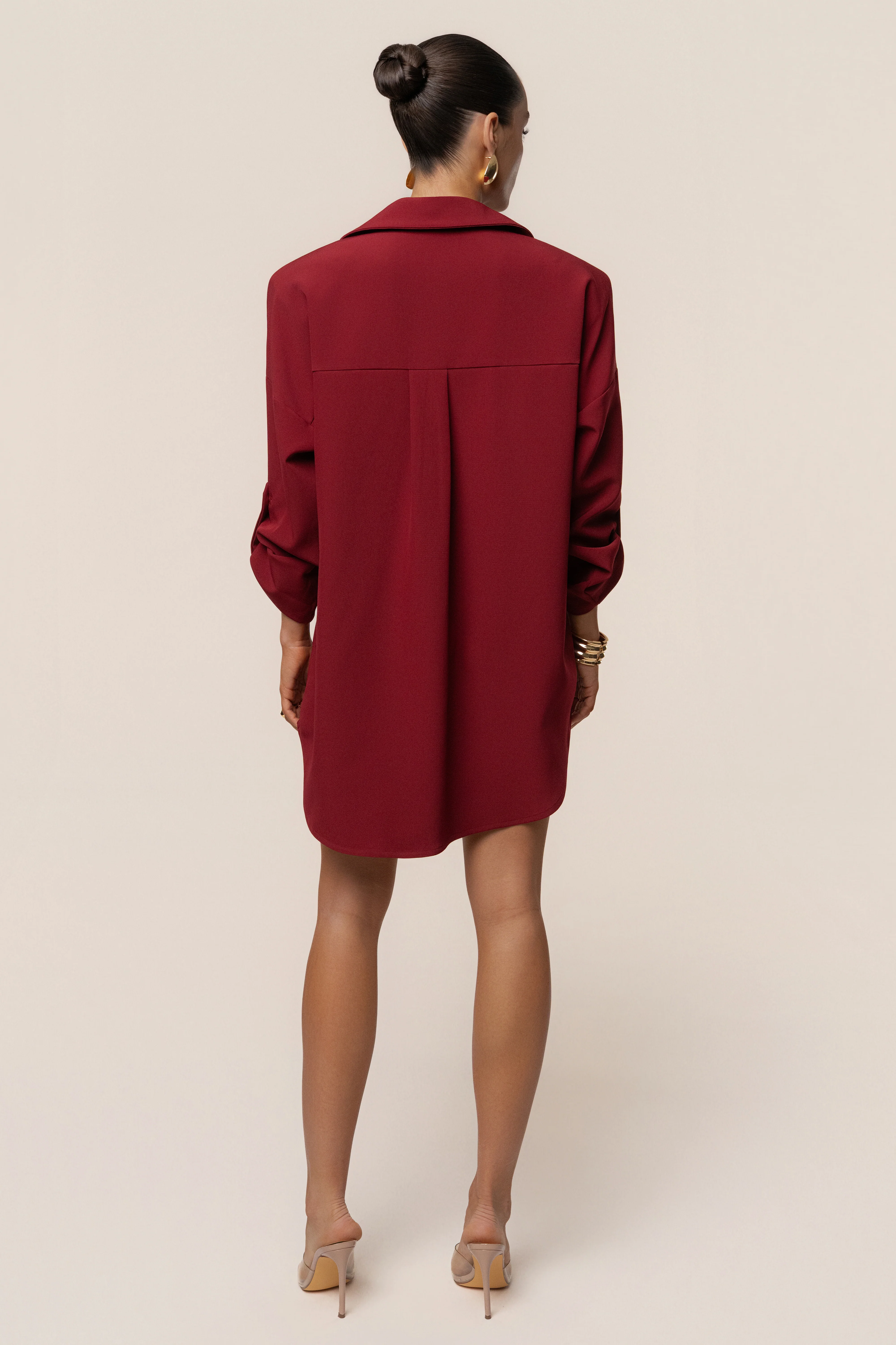 Burgundy Downtime Collared Shirt Dress - Image 13