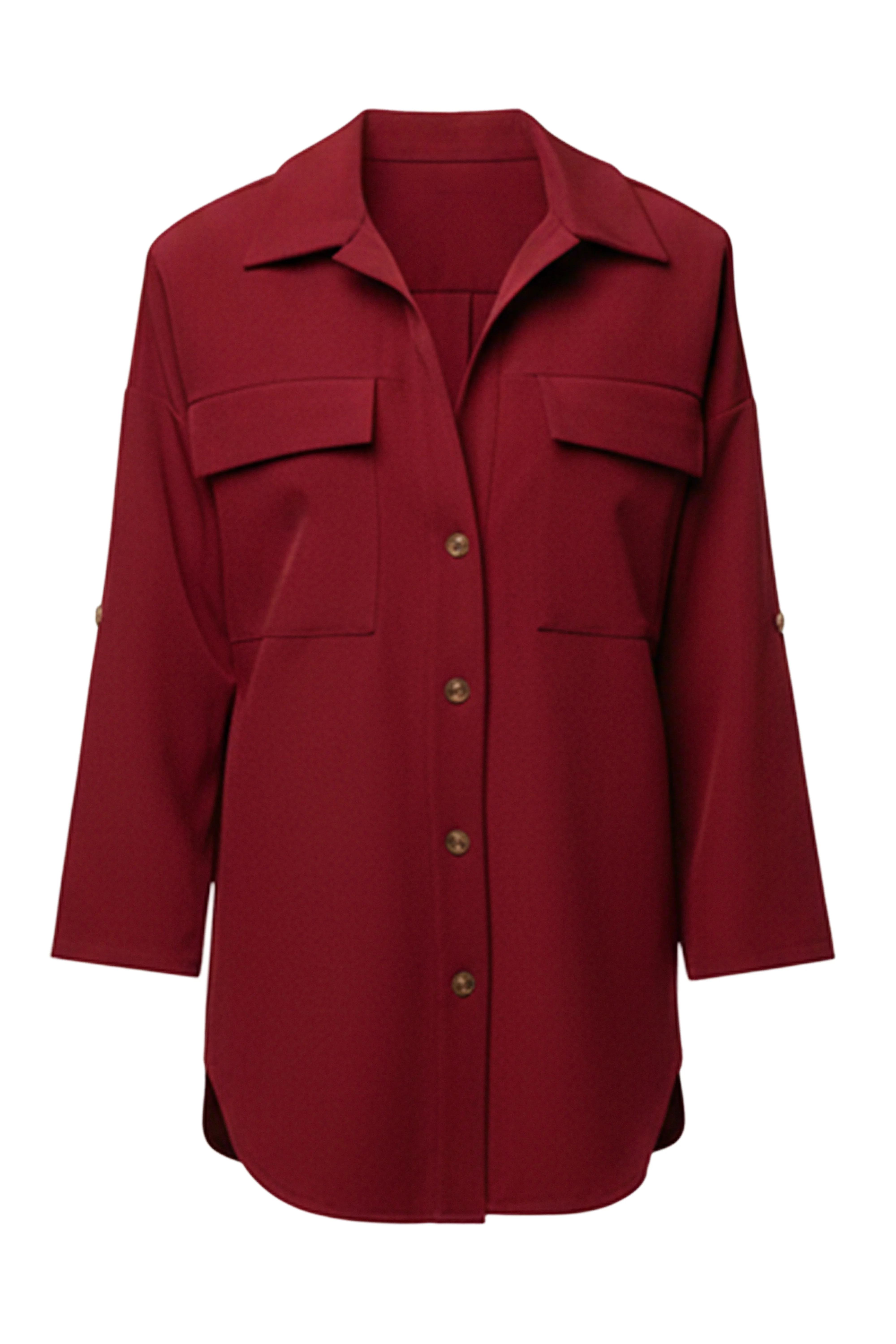 Burgundy Downtime Collared Shirt Dress - Image 2