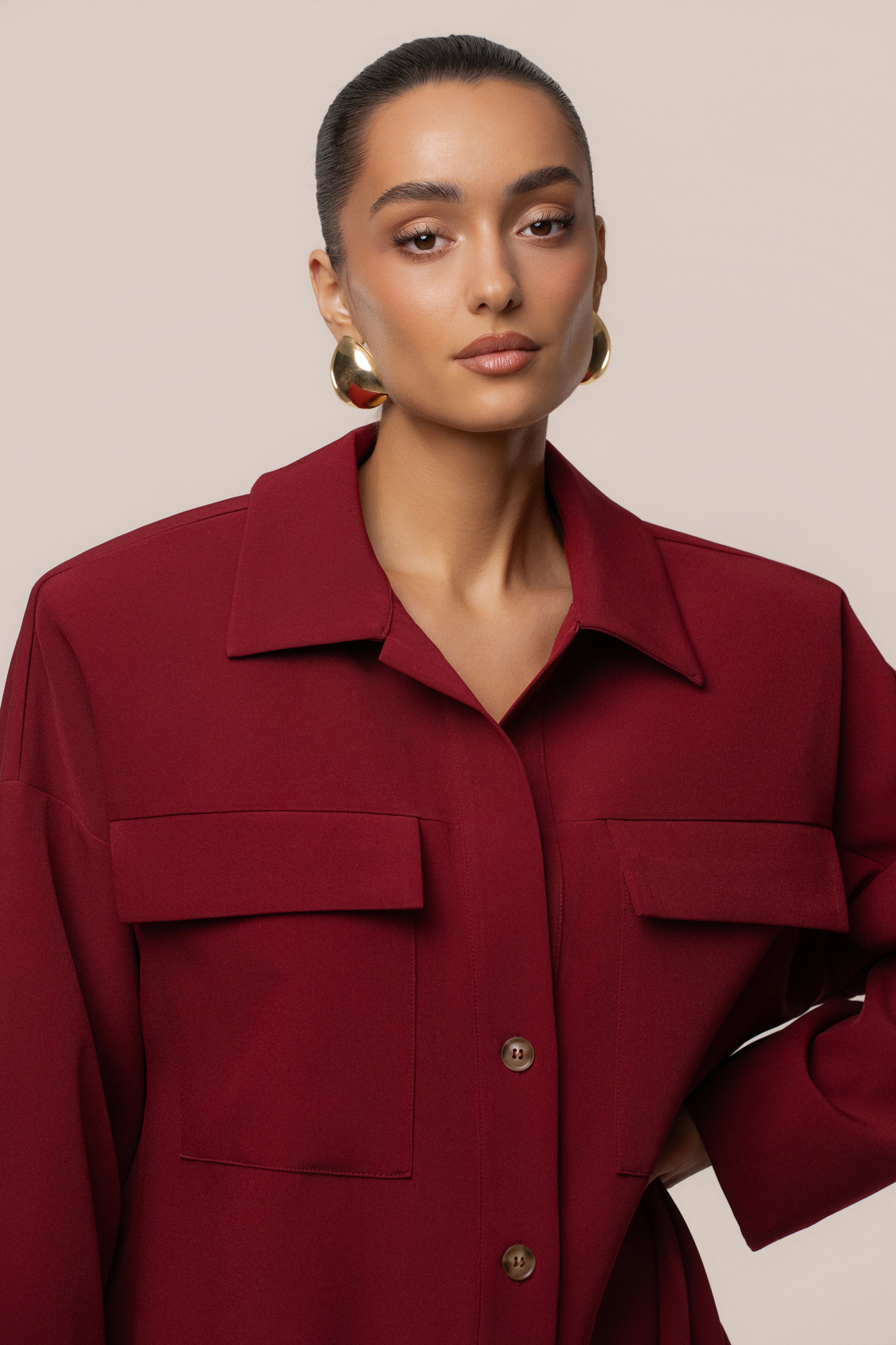 Burgundy Downtime Collared Shirt Dress - Image 5