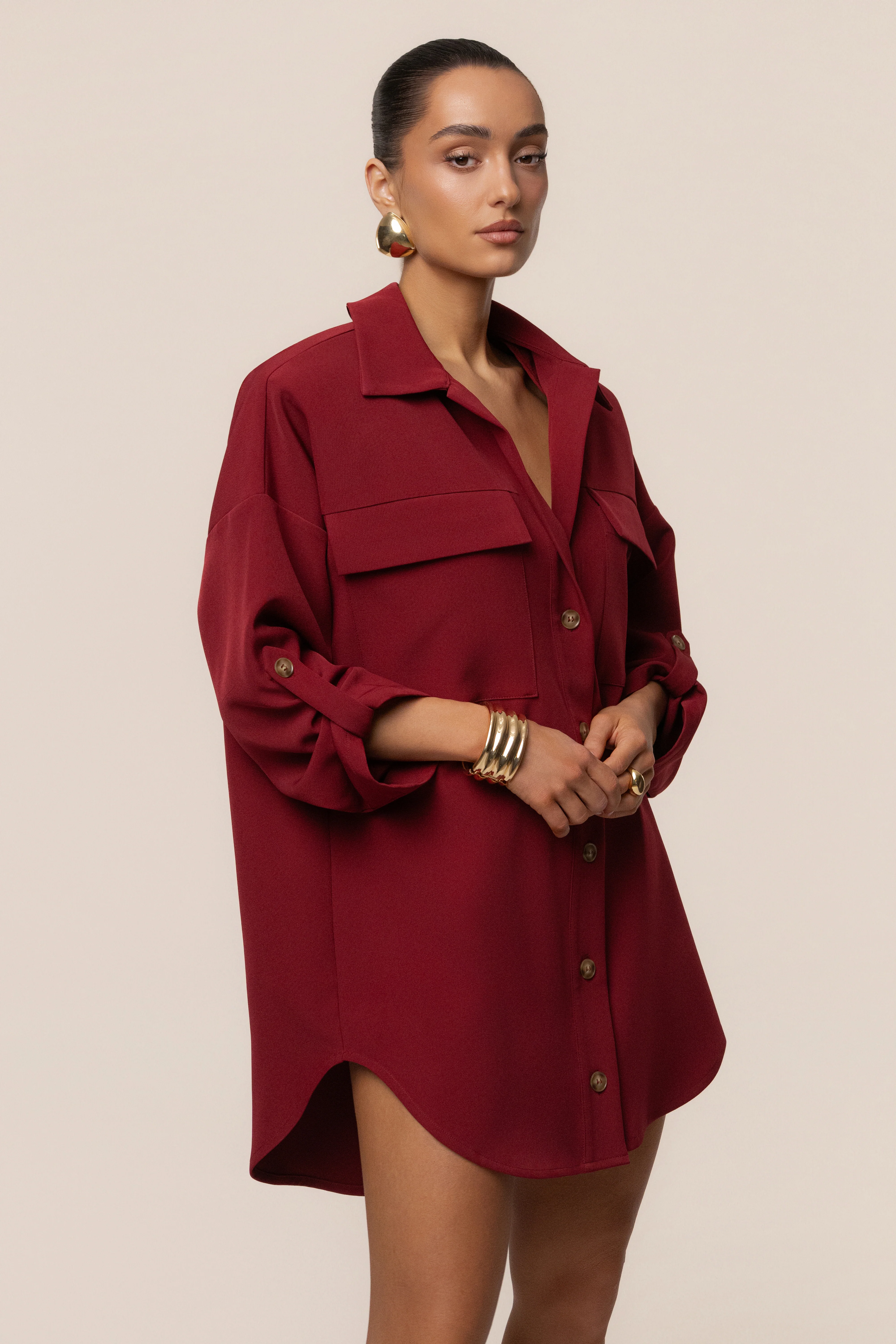 Burgundy Downtime Collared Shirt Dress - Image 6