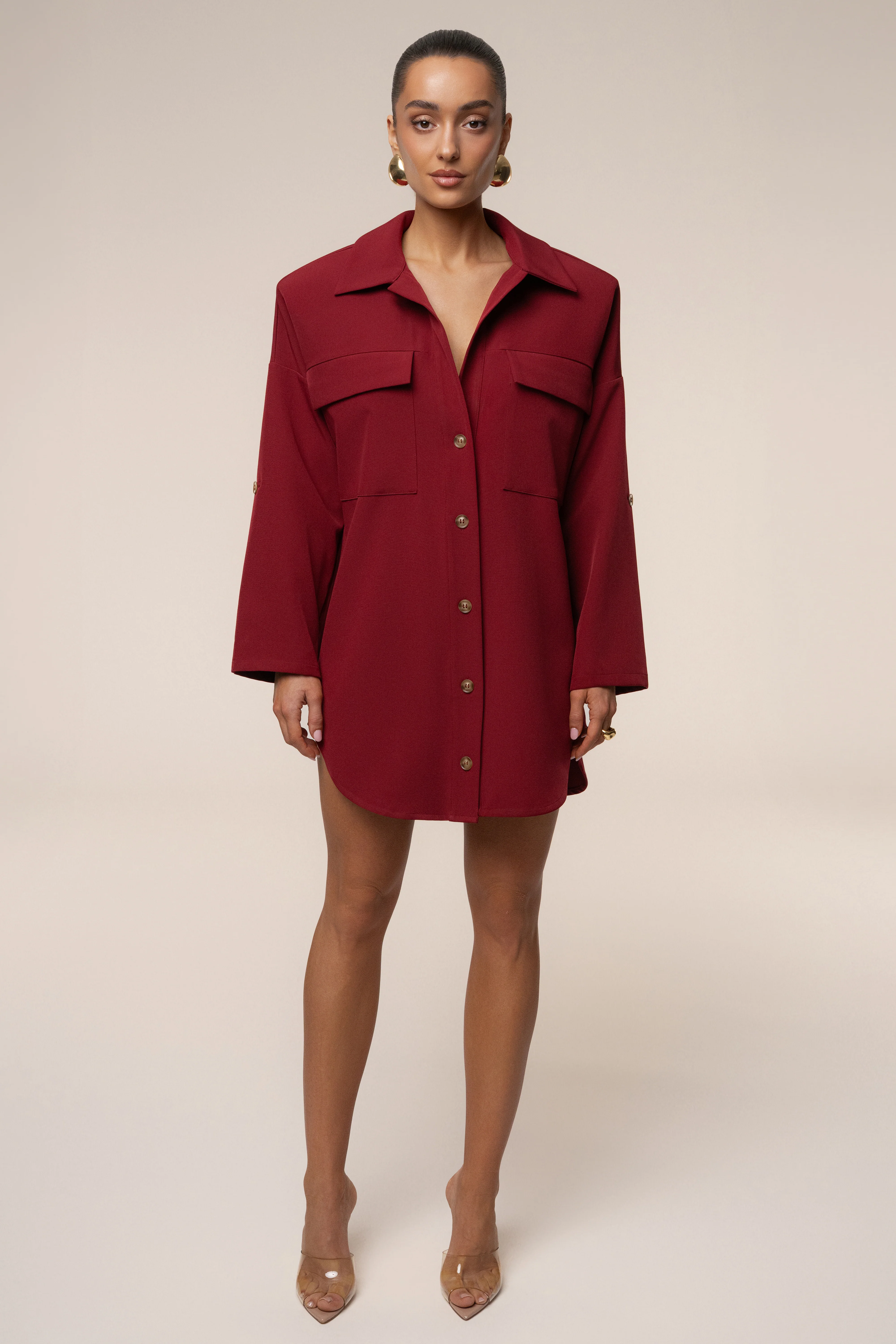 Burgundy Downtime Collared Shirt Dress - Image 8
